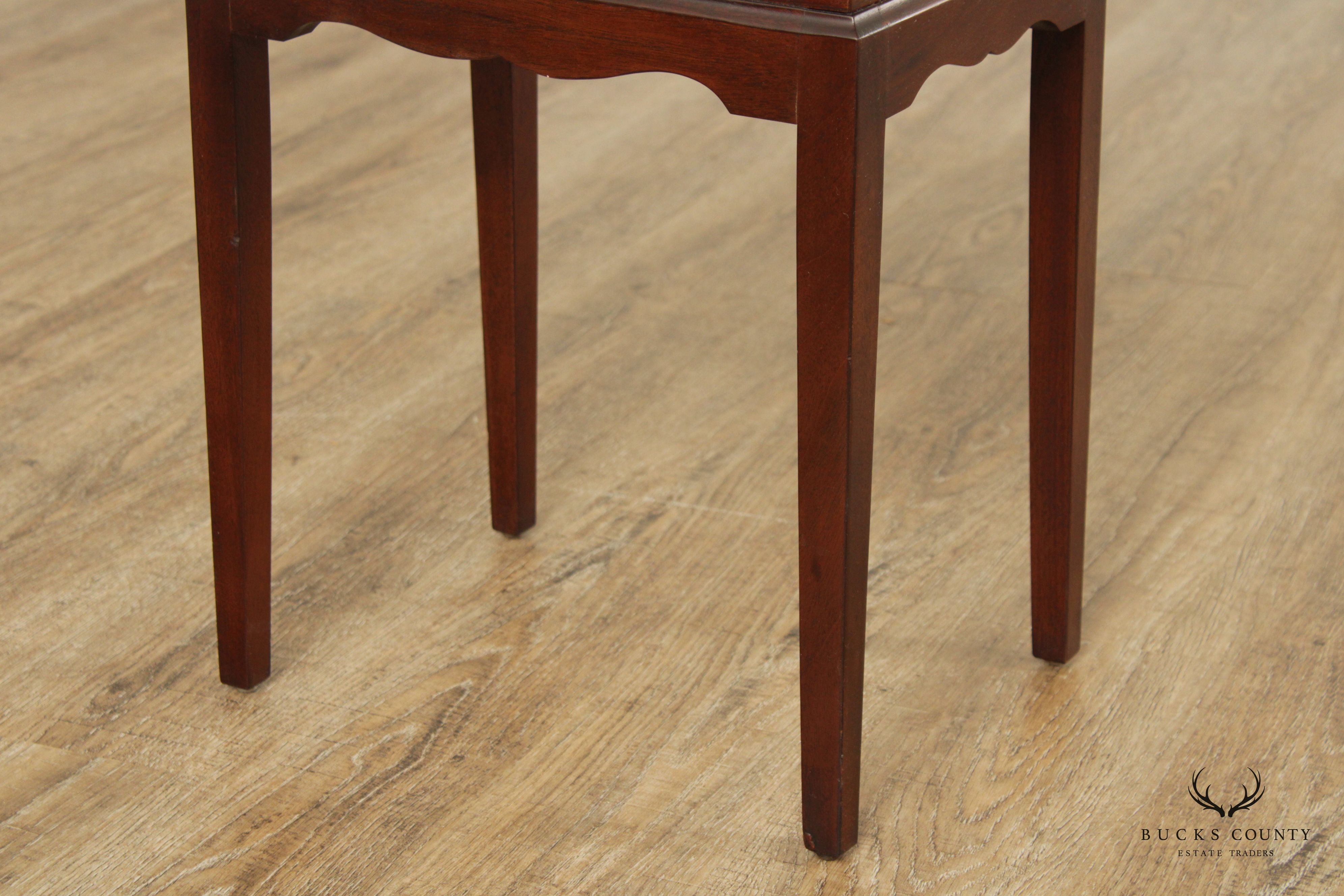 Quality Mahogany Inlaid Box on Stand Side Table