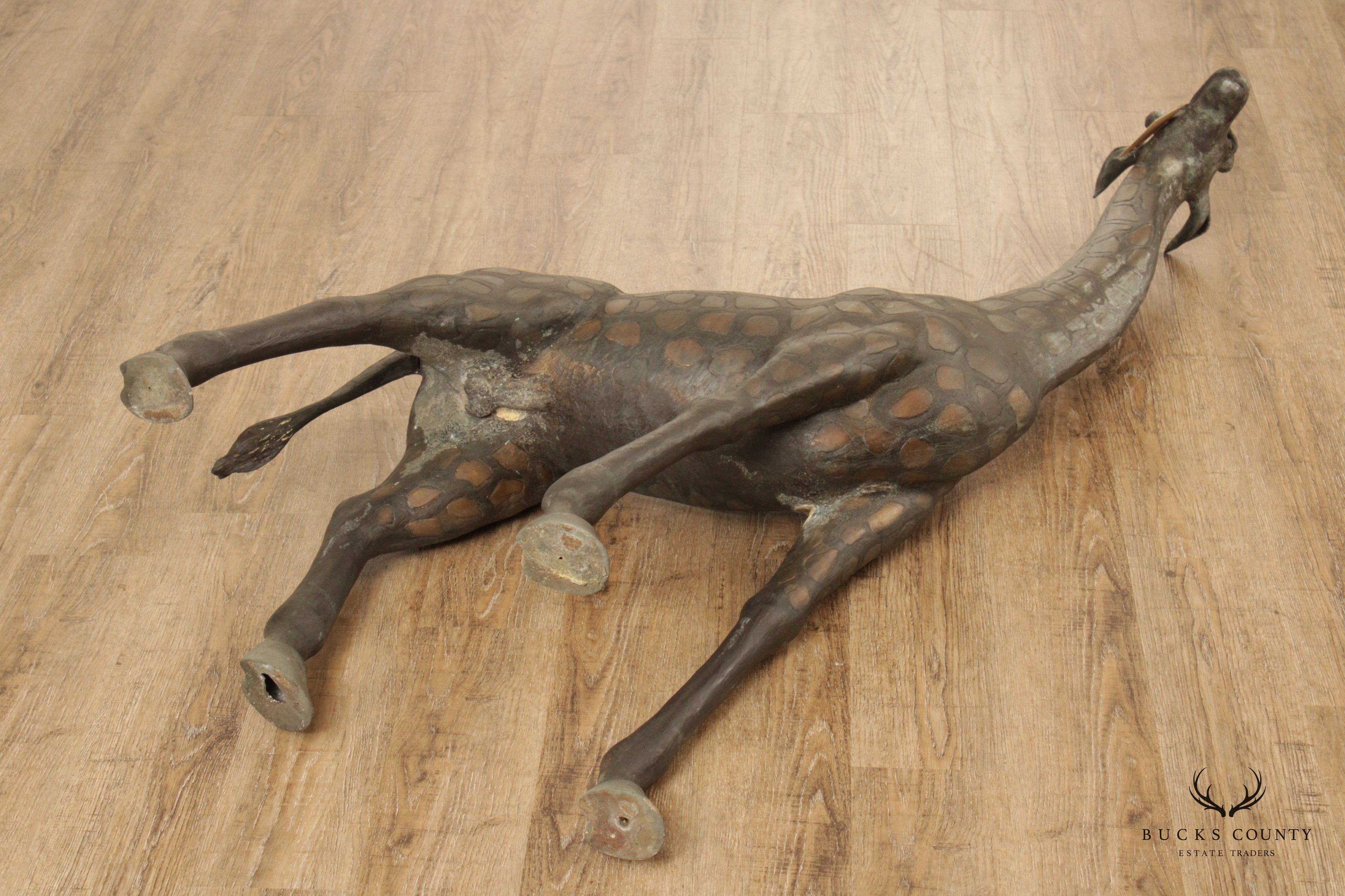 Patinated Bronze Vintage 5' Giraffe Sculpture