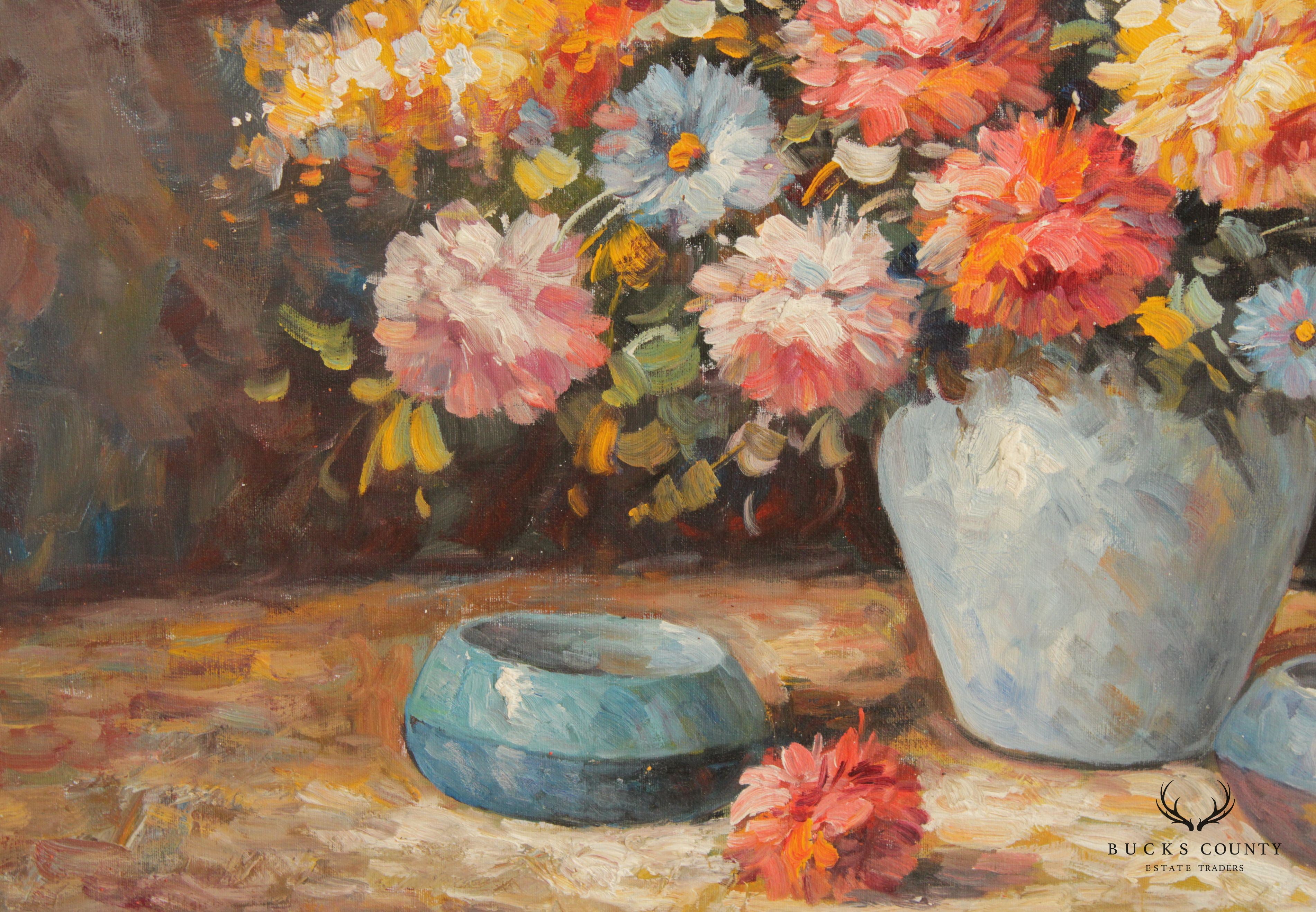 Impressionist Painted Floral Still Life, Signed 'T. Denver'