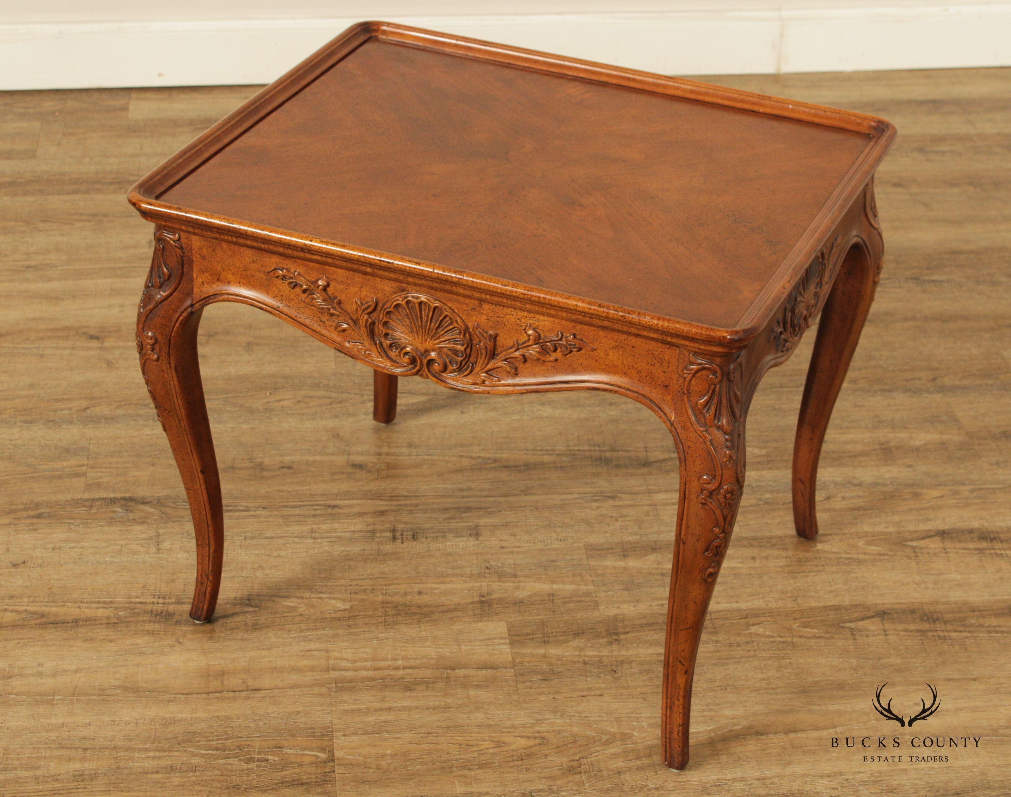 Henredon French Provincial Style Carved Walnut Side Table