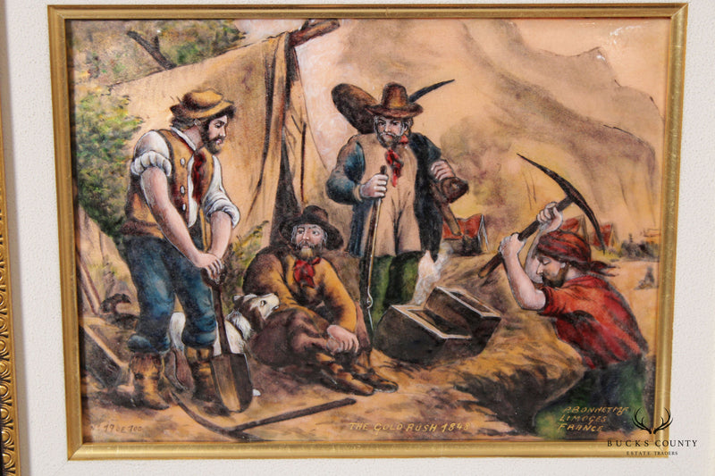 Pierre Bonnet 'The Gold Rush 1848' Limoges France Enamel Wall Plaque