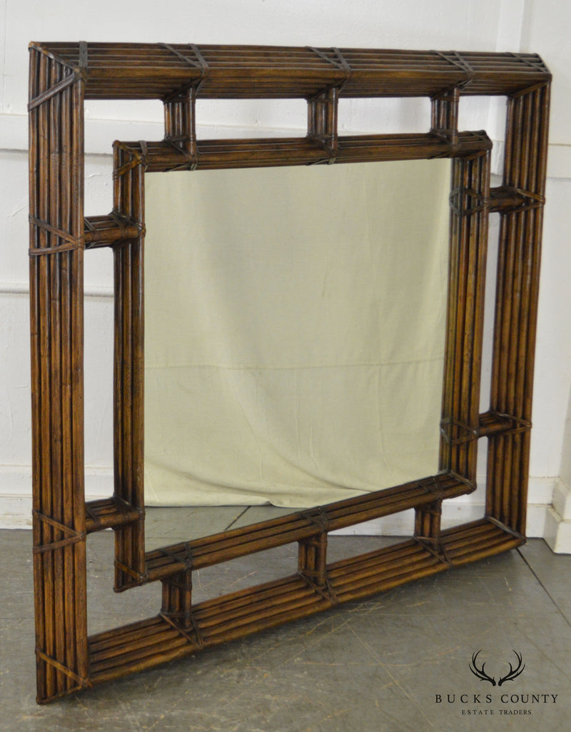 Henredon Mcguire Style Large Bamboo Frame Wall Mirror