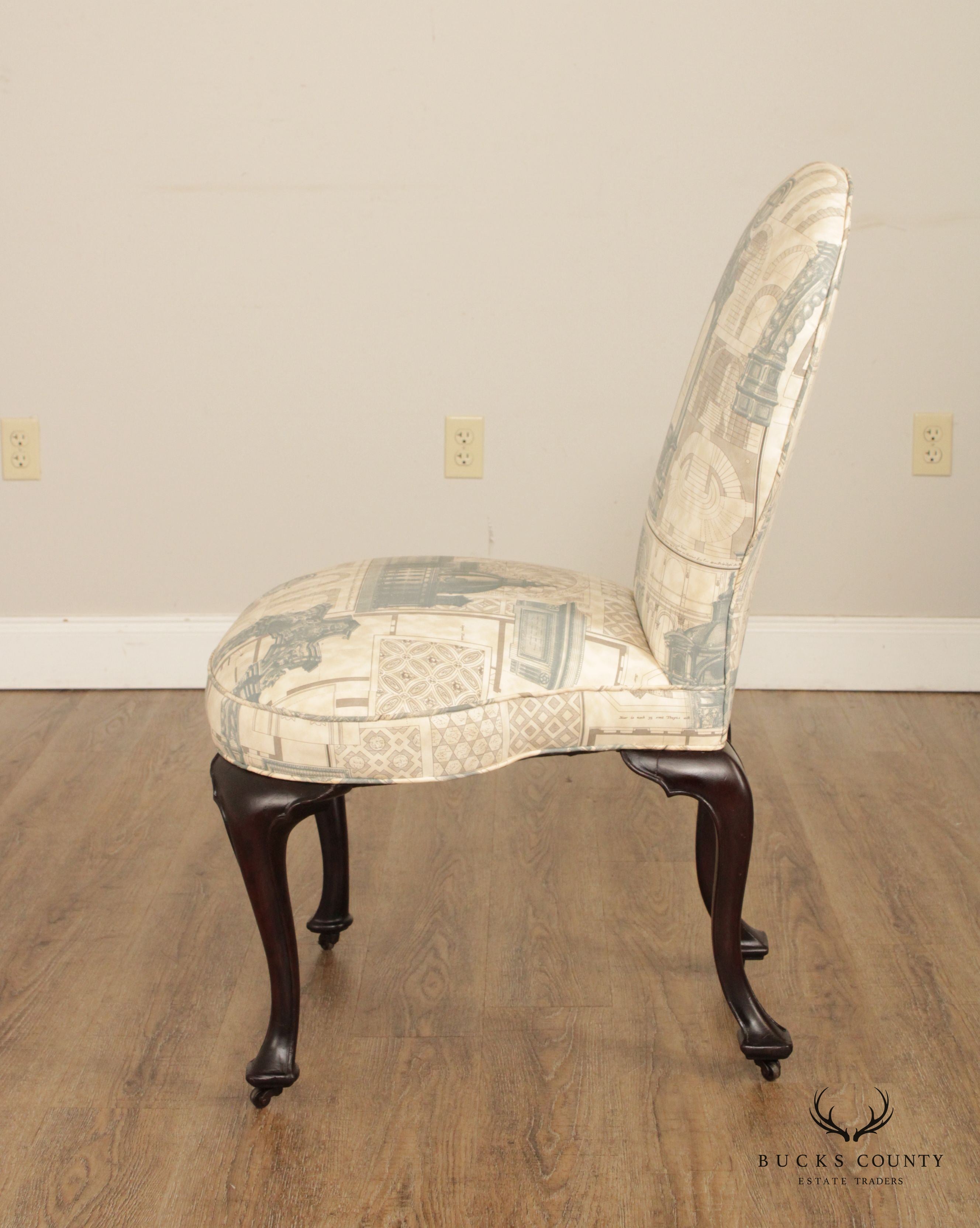 English Victorian Custom Upholstered Side Chair