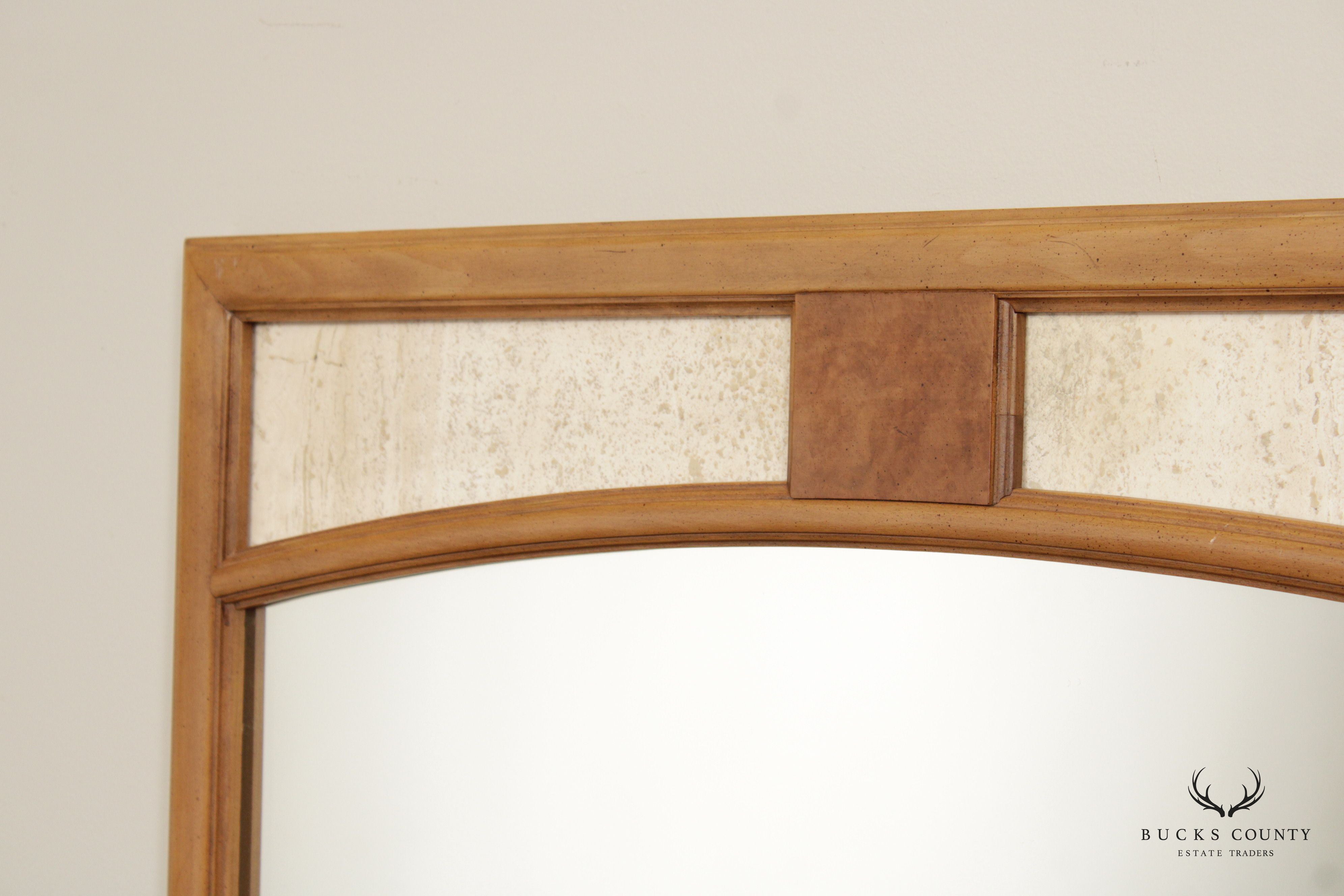 Mid Century Modern Arched Travertine Accent Wall Mirror