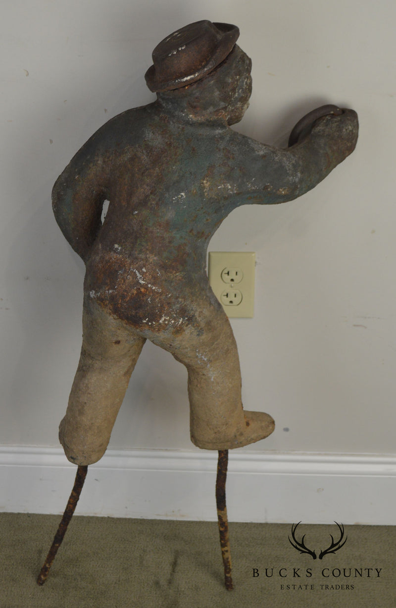 Antique 19th Century Heavy Cast Iron Lawn Jockey "Jocko"