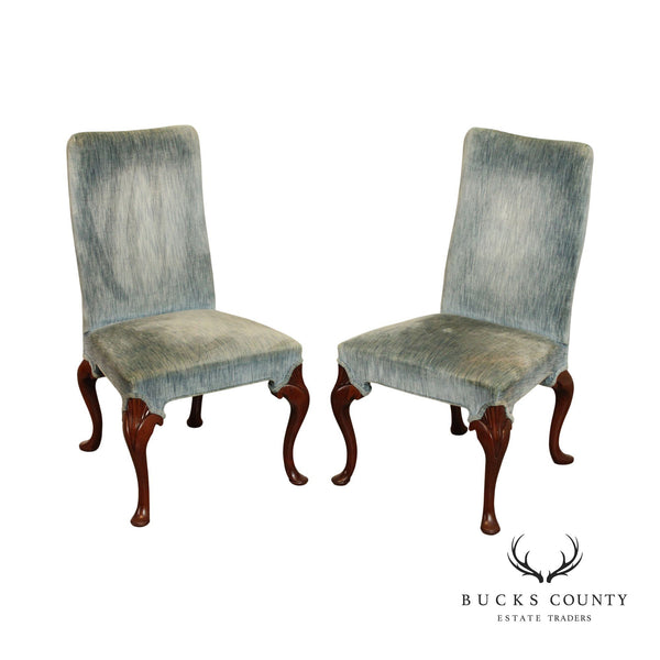 Hickory Chair Co. Queen Anne Style Pair of Carved Mahogany Side Chairs