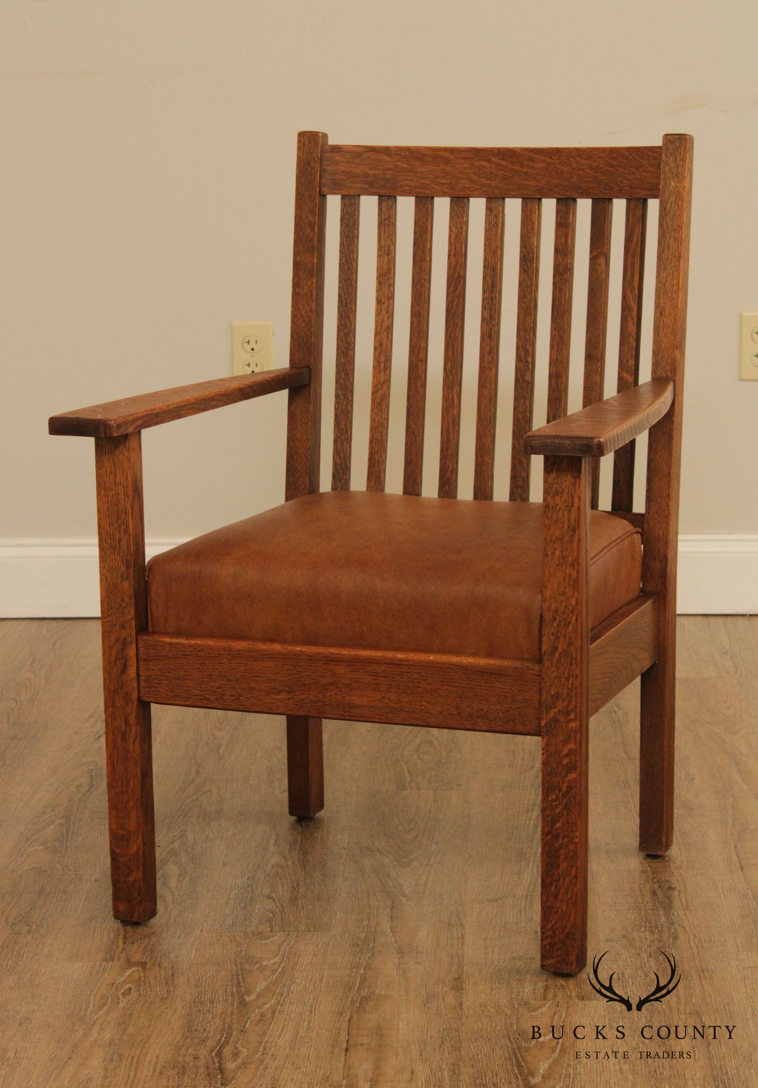 Antique Mission Oak Spindle Back Armchair