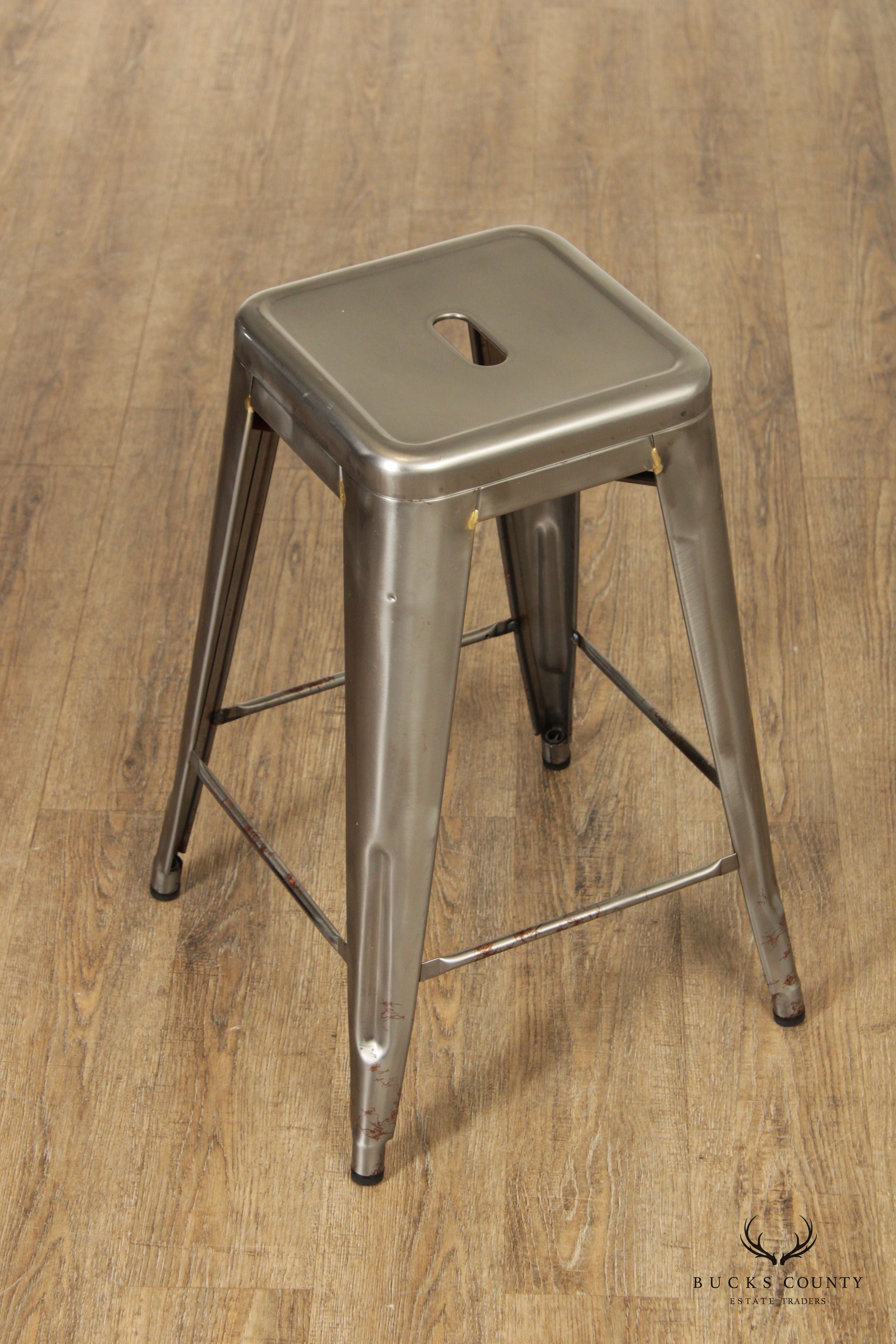 Tolix Industrial Style Set of Four Galvanized Steel Counter Stools