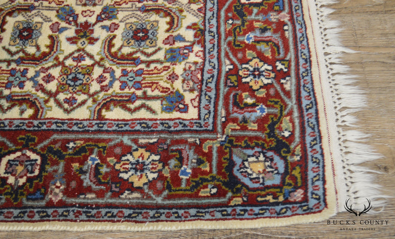 Hand Tied Red, Blue and Tan Area Throw Rug