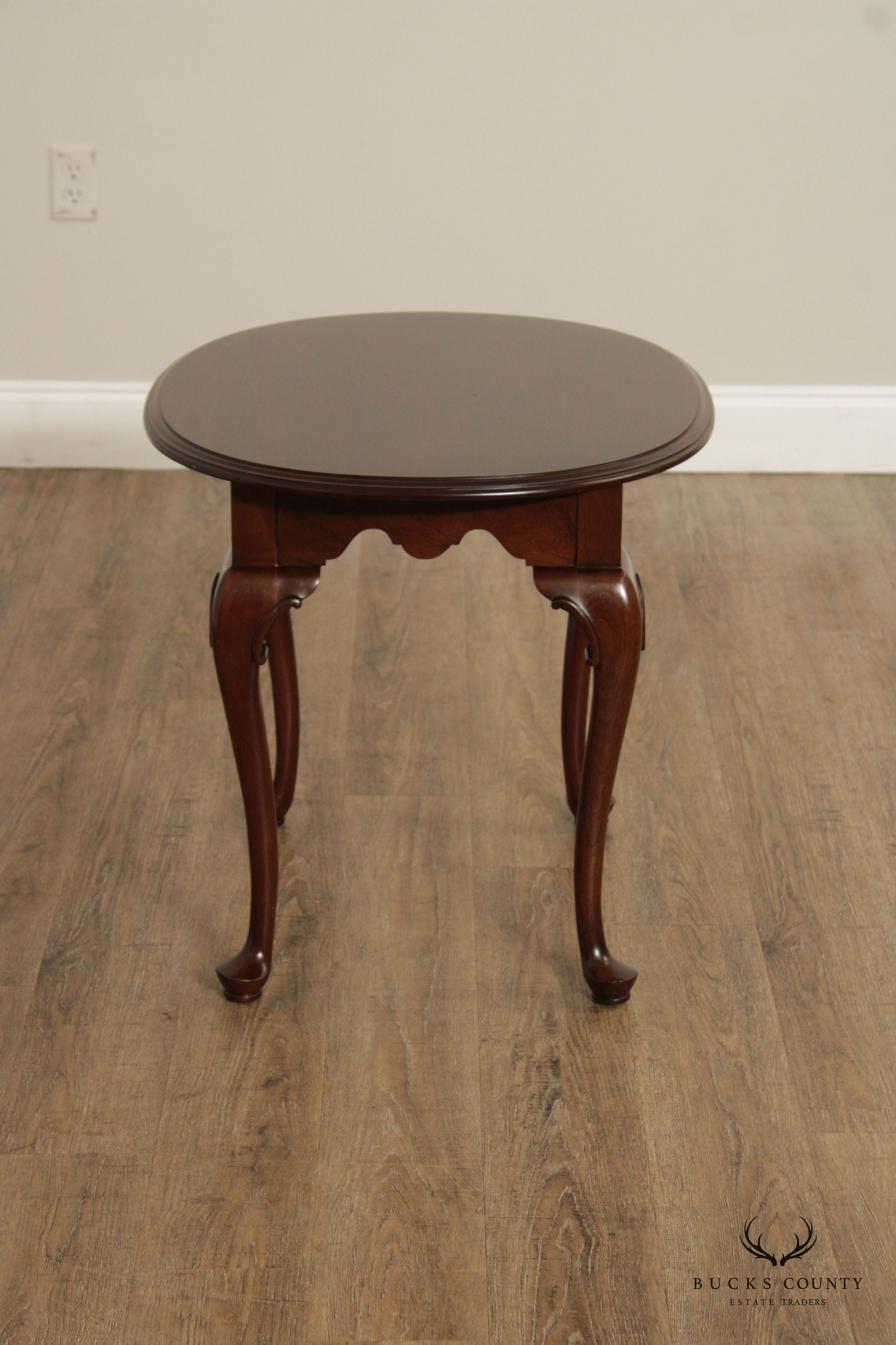 Ethan Allen 'Georgian Court' Queen Anne Style Carved Cherry End Table