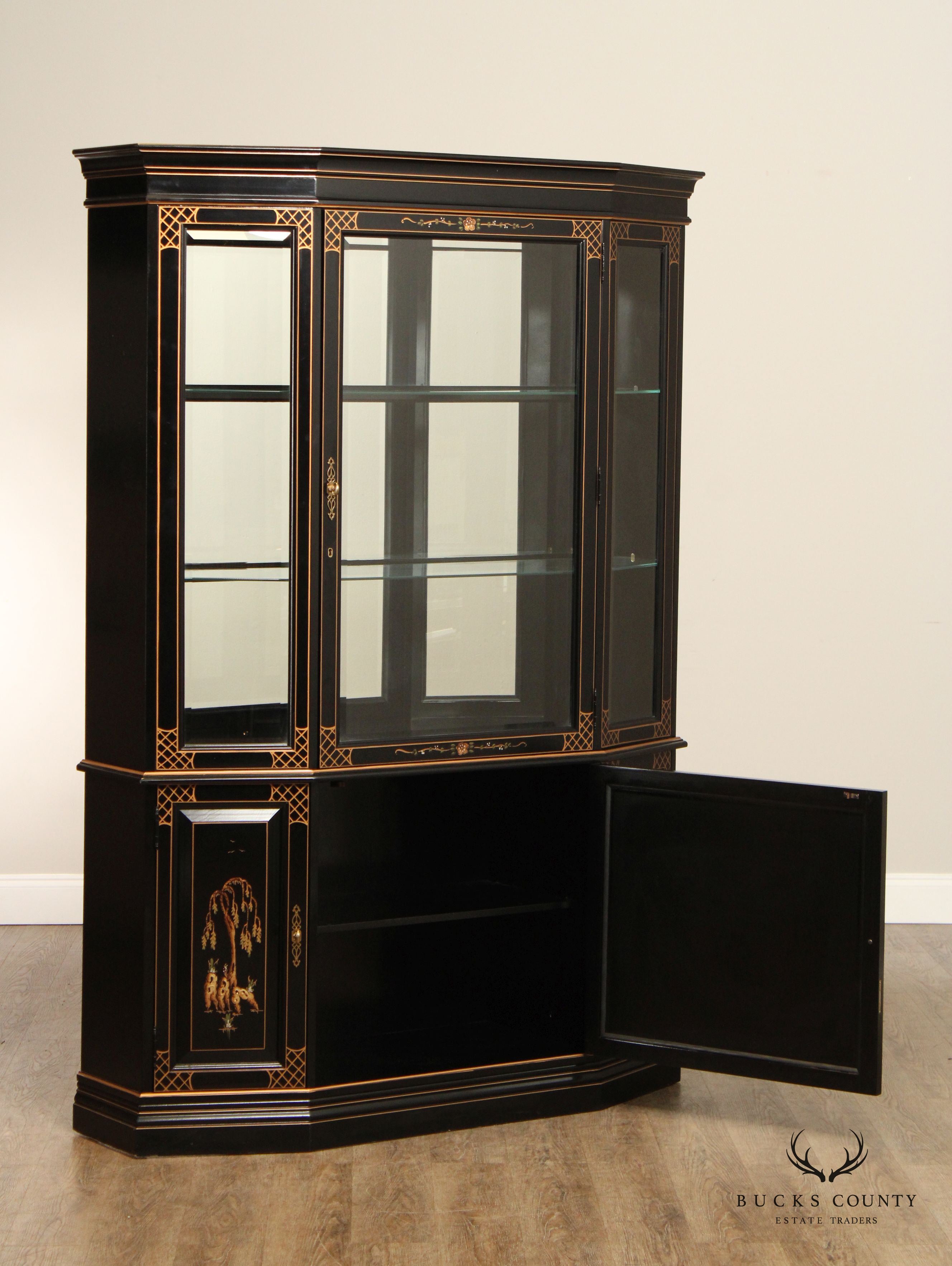 Jasper Cabinet Chinoiserie Decorated China Display Case