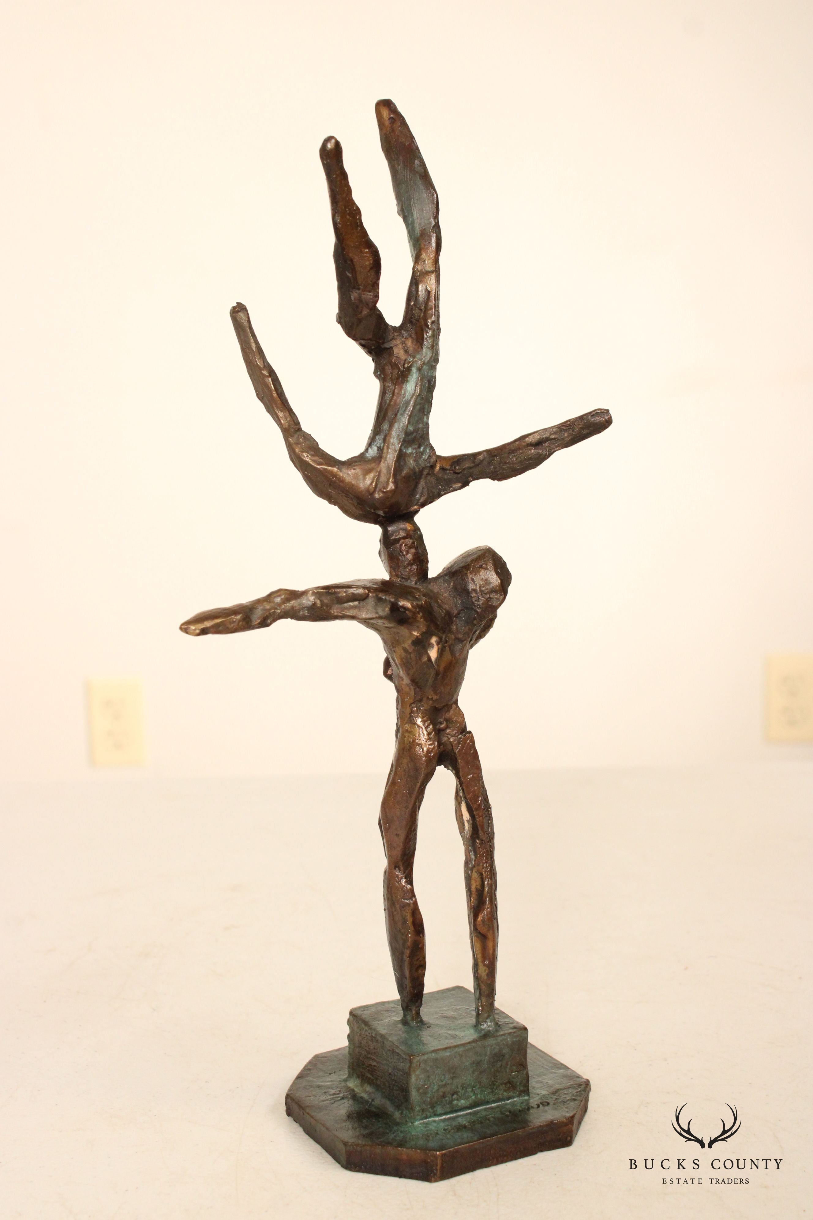 Swedish Modernist Figural Bronze Sculpture by Olof Hellström