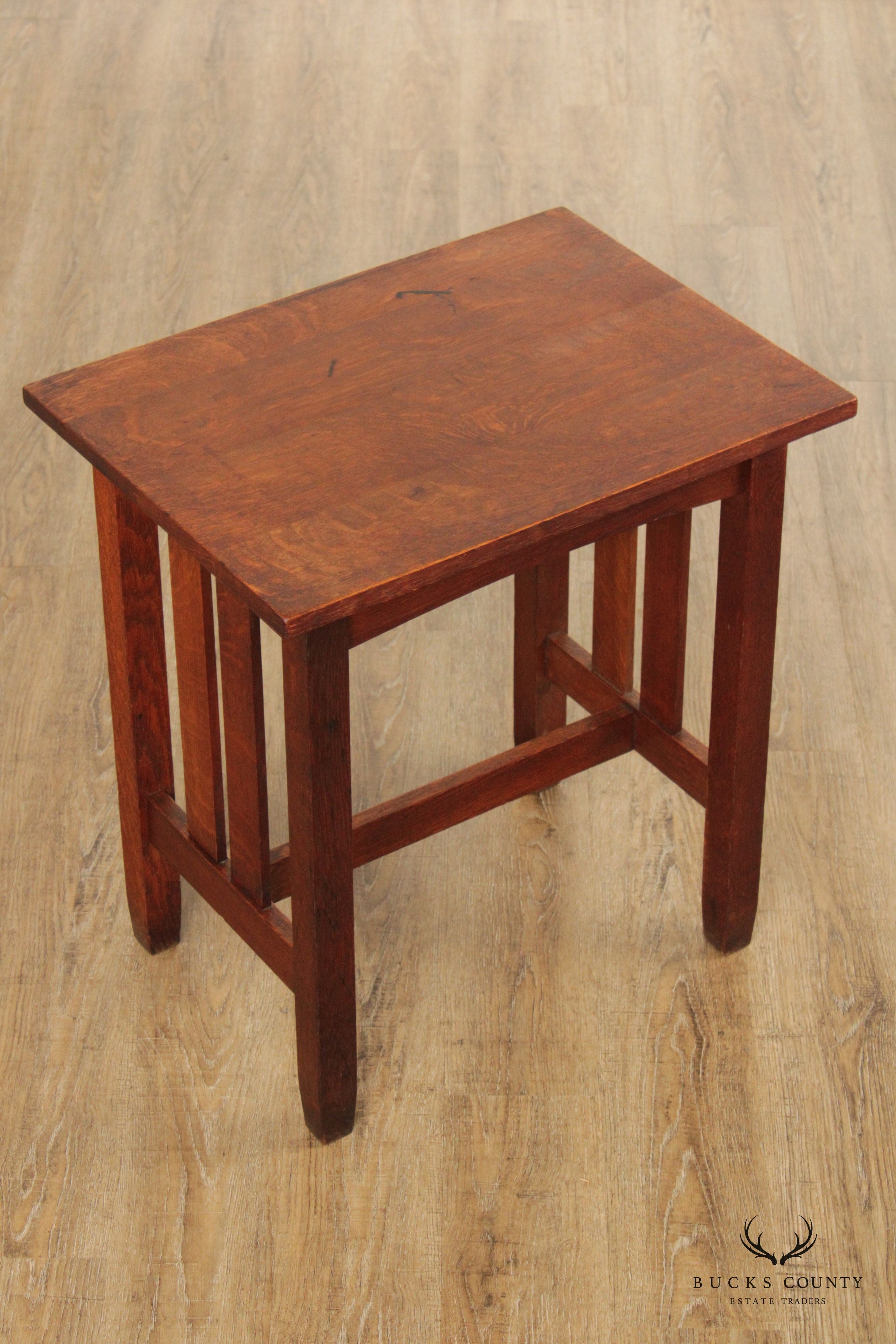 Stickley Brothers Quaint Antique Mission Oak Lamp Table