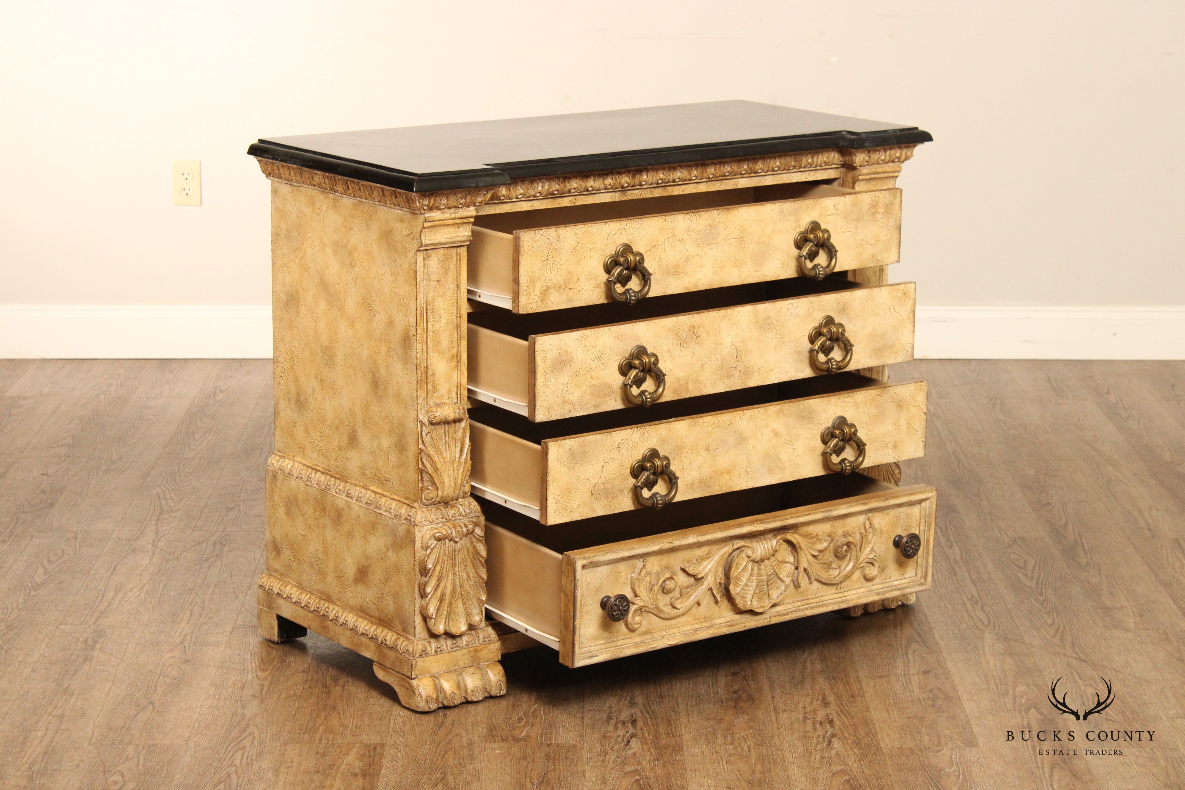 Italian Renaissance Style Tessellated Marble Top Commode