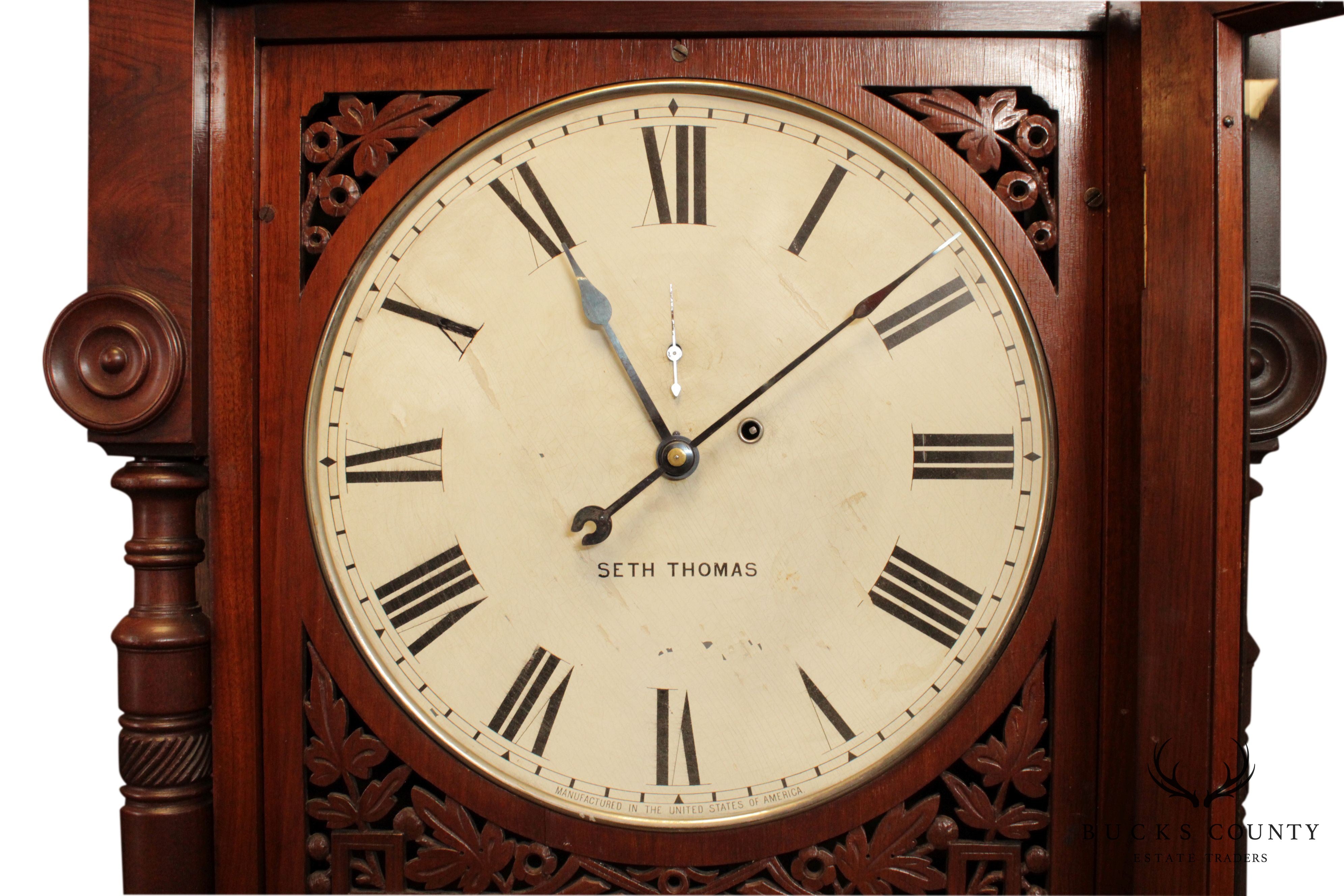 Seth Thomas Antique Victorian Walnut # 11 Office Calendar Clock