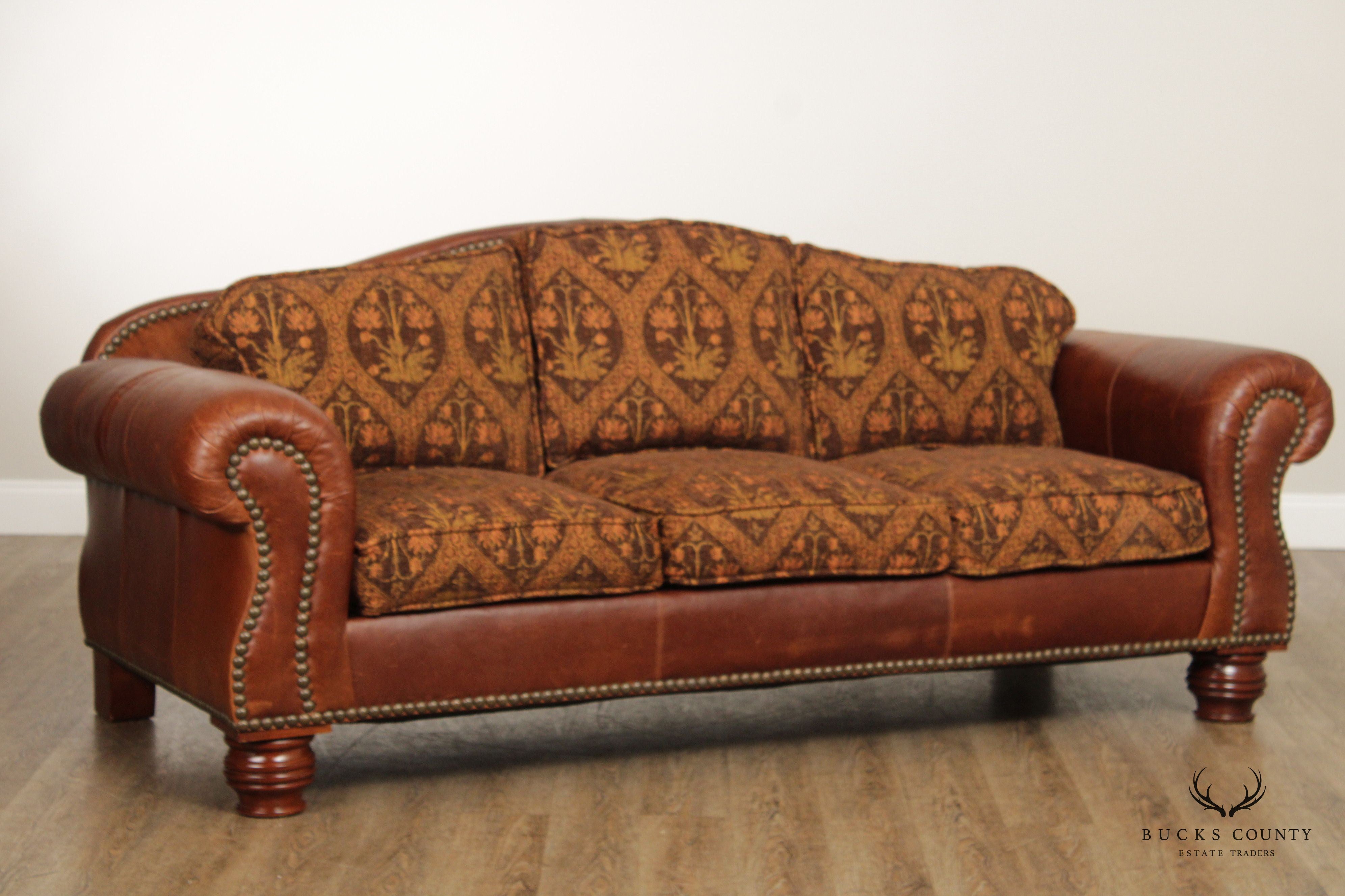 Lillian August Rustic Style Leather Sofa