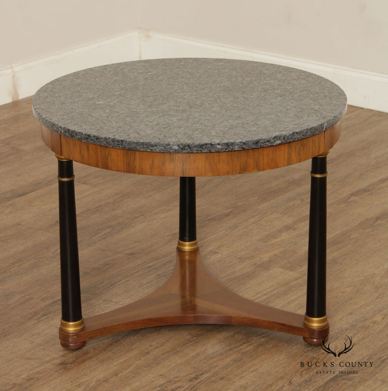 Fine Arts Furniture Co. French Empire Style Round Granite Top Side or Coffee Table