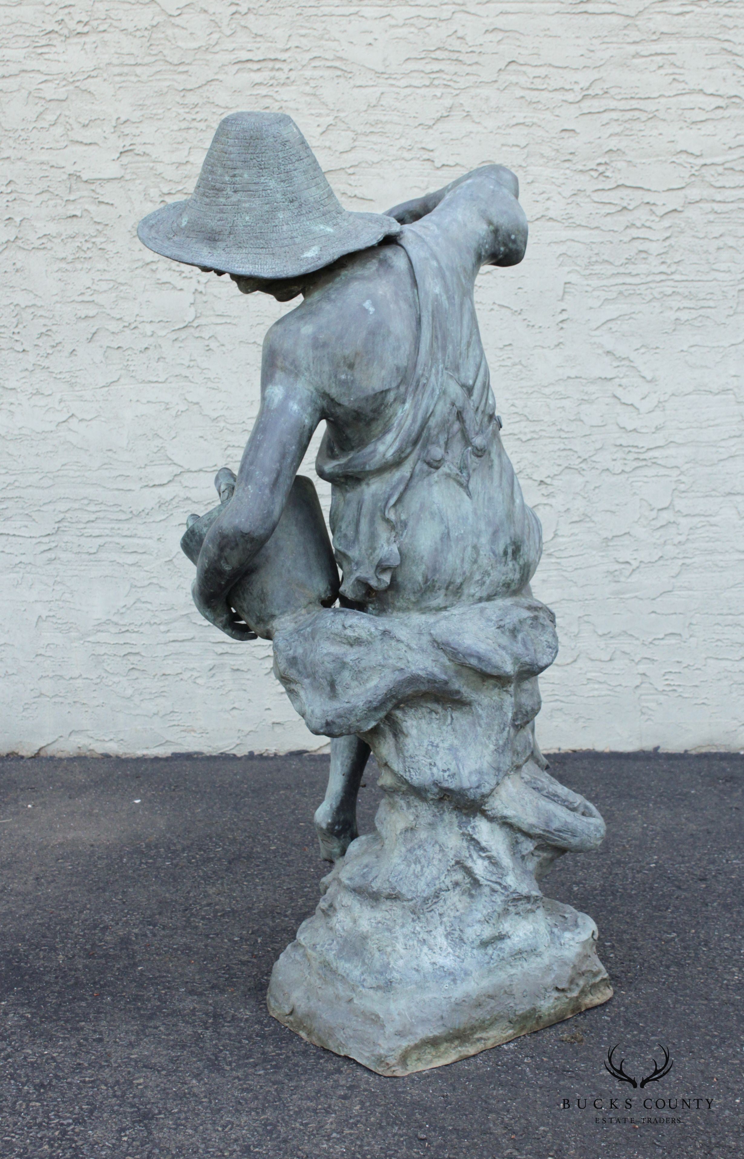 Child Holding Jug Bronze Outdoor Garden Fountain Sculpture