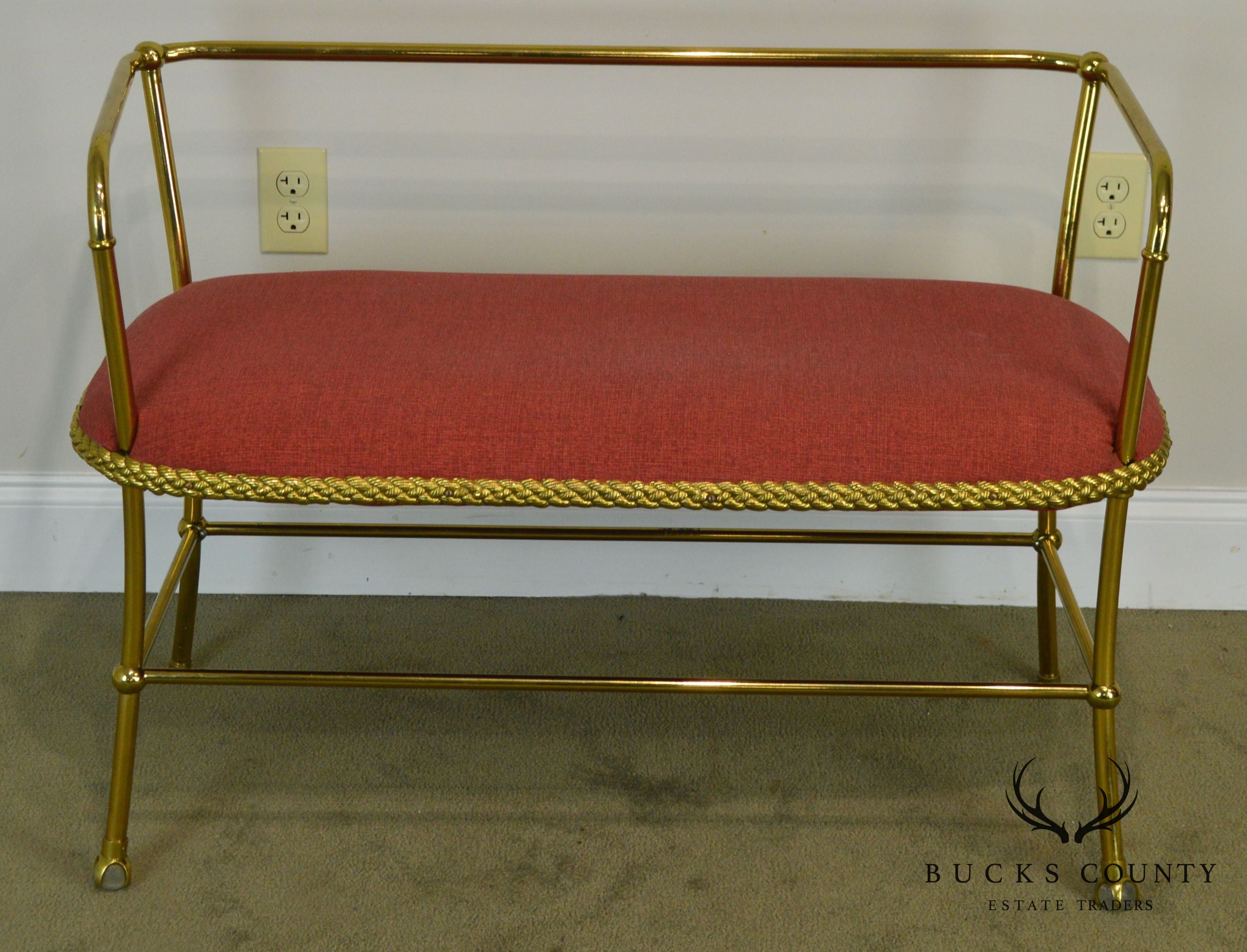 Hollywood Regency Vintage Italian Brass Settee