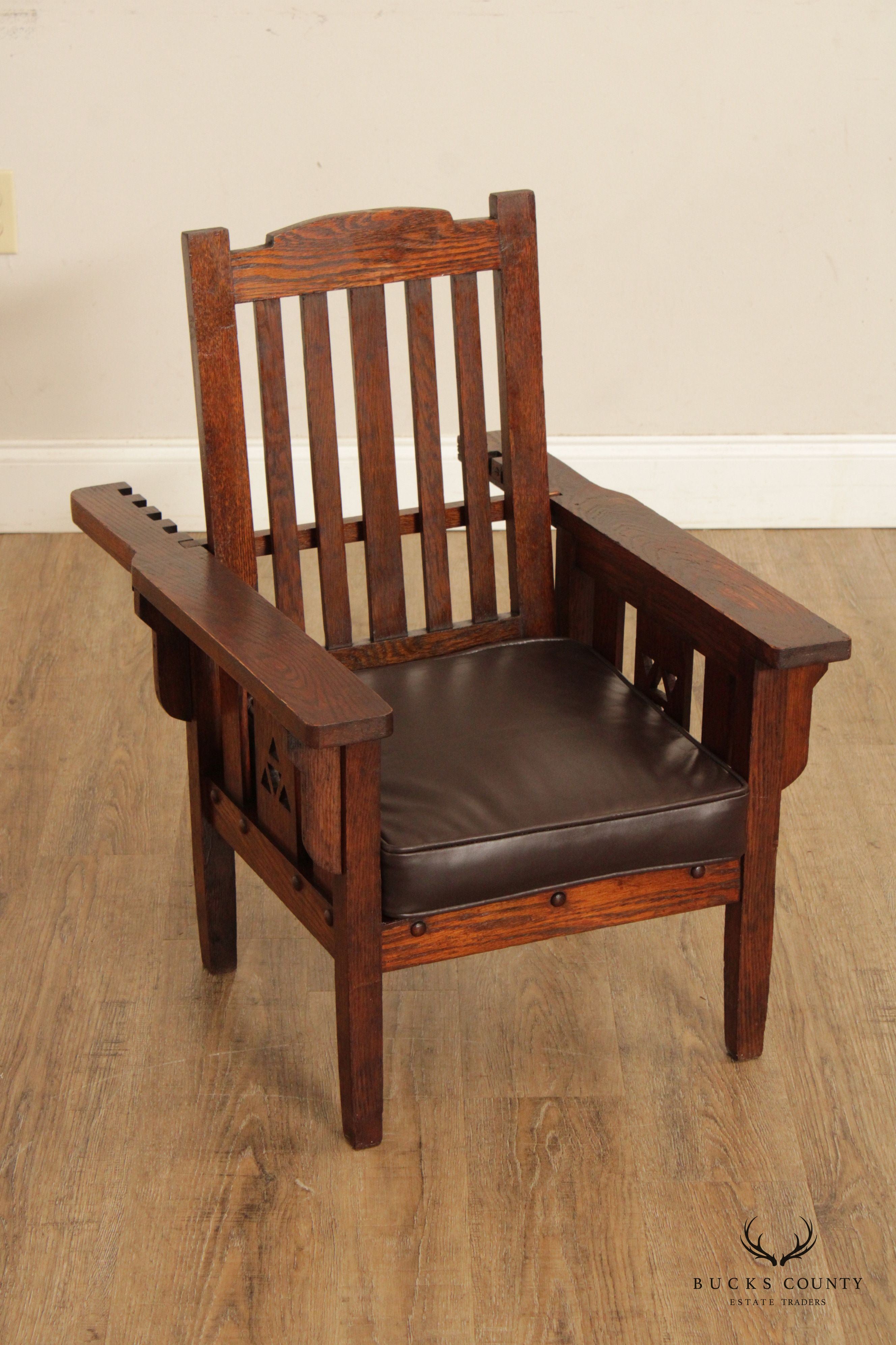 Antique Mission Oak Children Morris Armchair