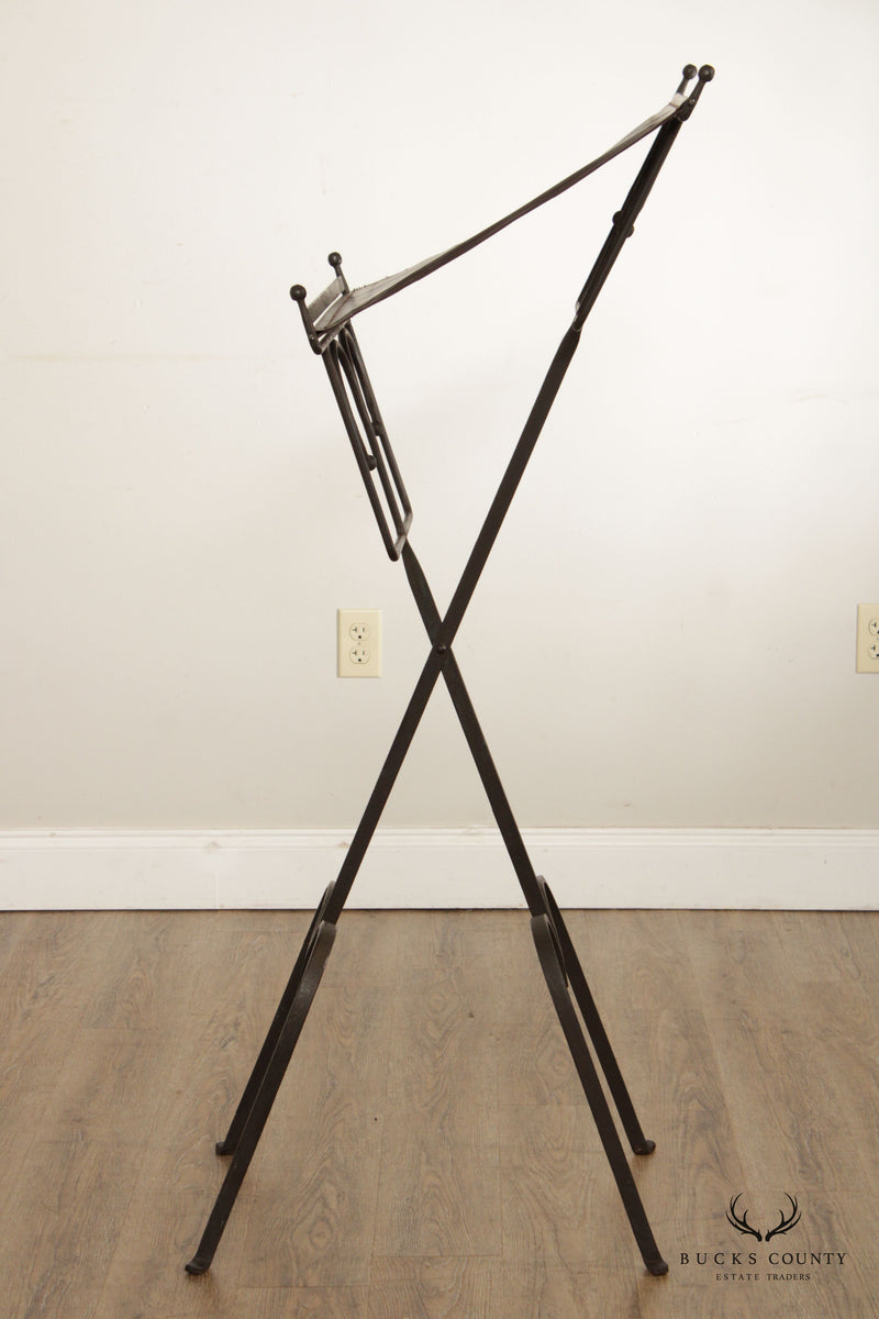 Vintage Hand Forged Iron and Leather Folding Music Stand