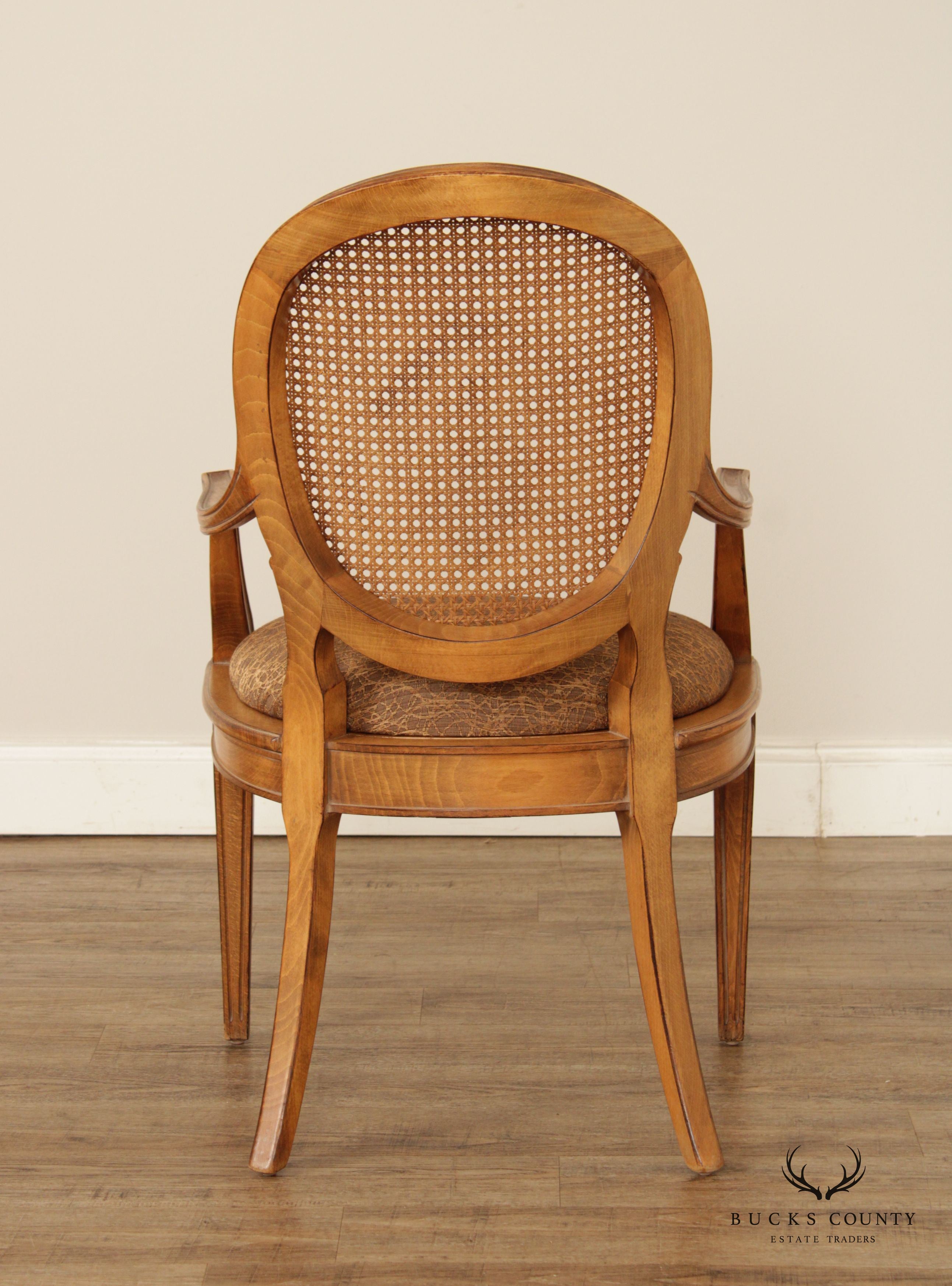 Kreiss Oval Cane Back Regency Style Pair Armchairs