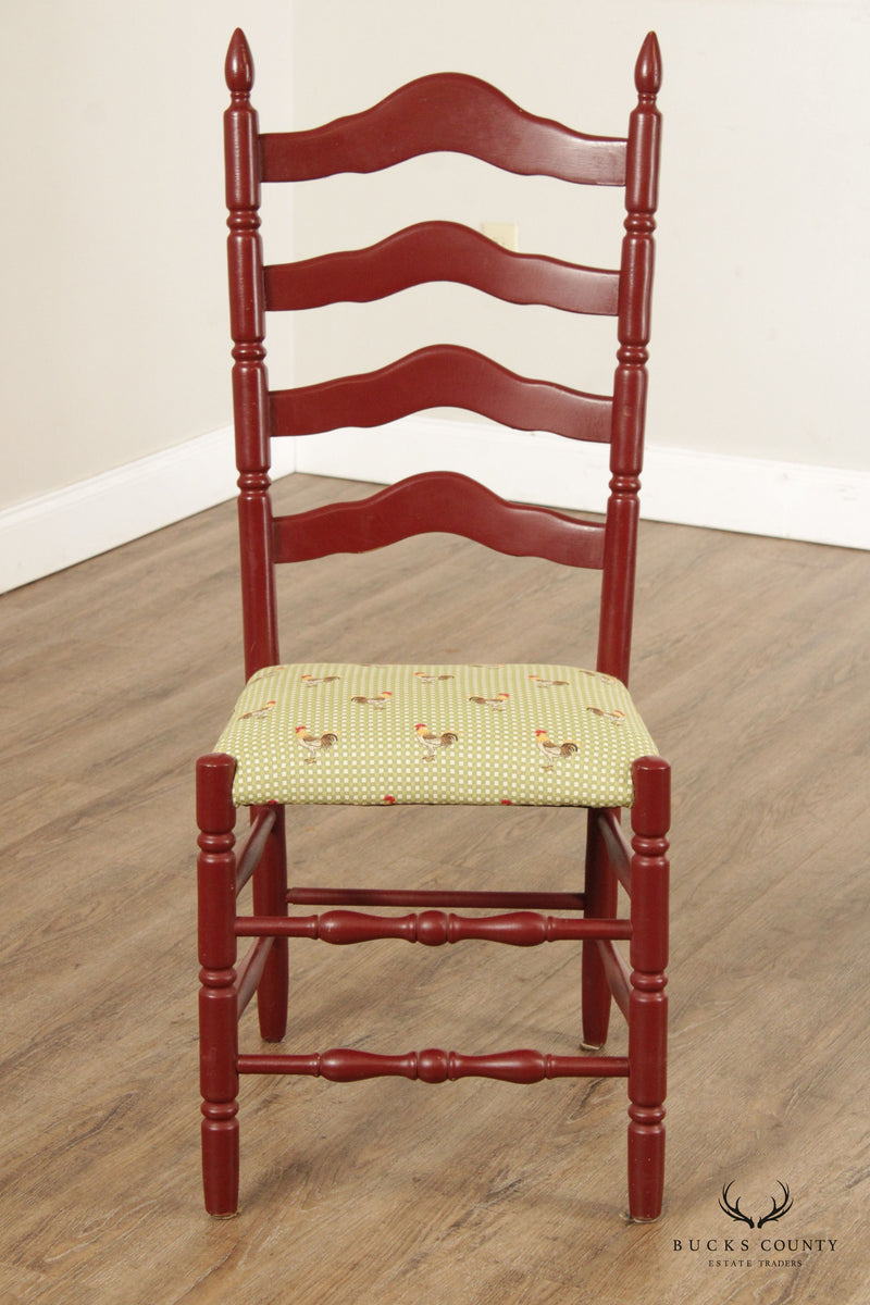 Country Farmhouse Style Set of Seven Painted Ladderback Dining Chairs