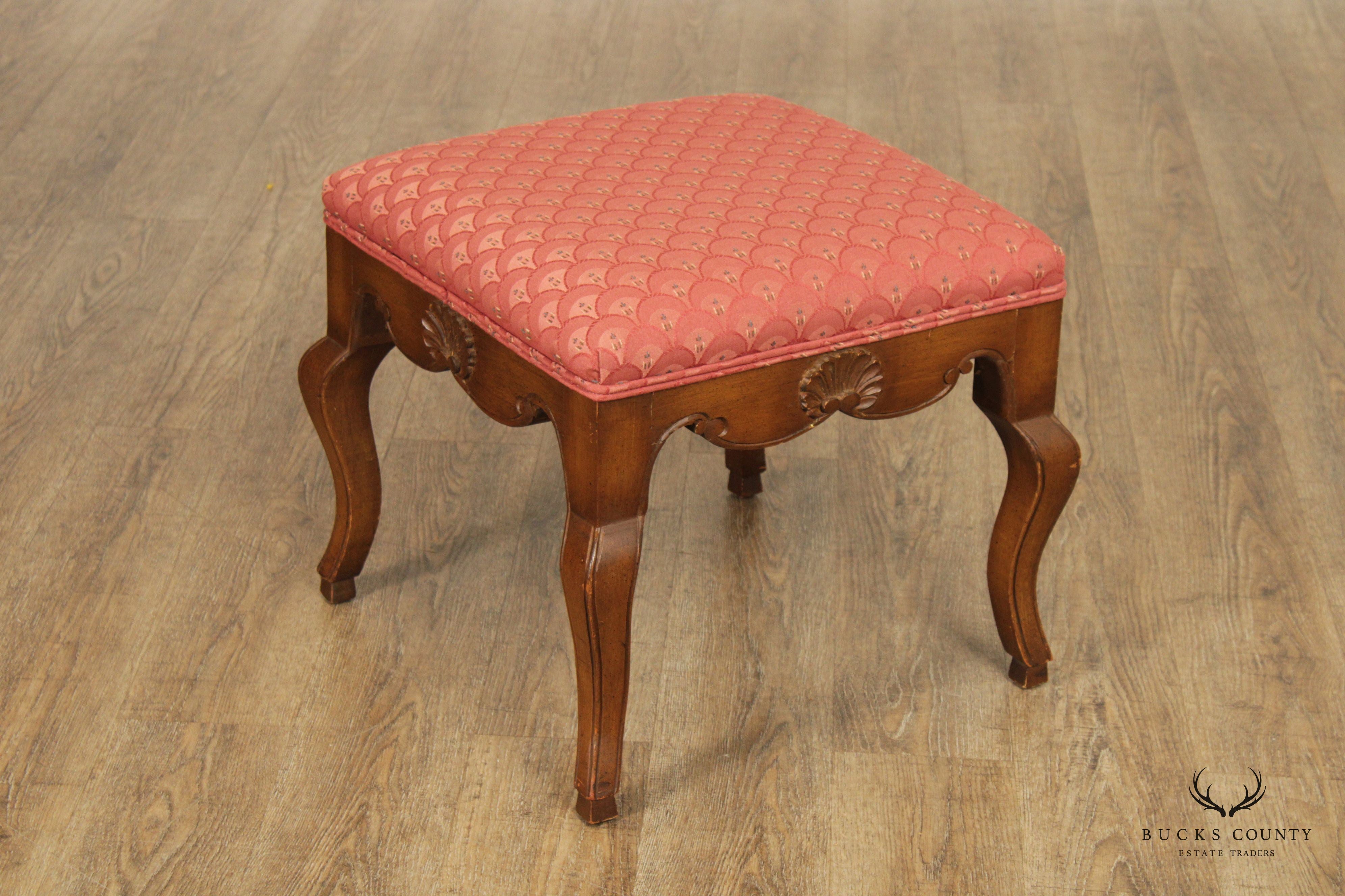 French Rococo Style Pair of Carved Stools