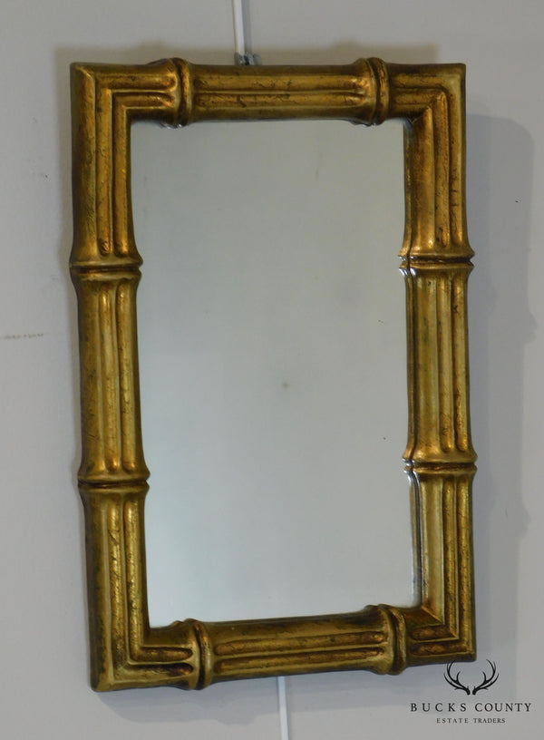 Hollywood Regency Vintage Faux Bamboo Gilt Frame Mirror