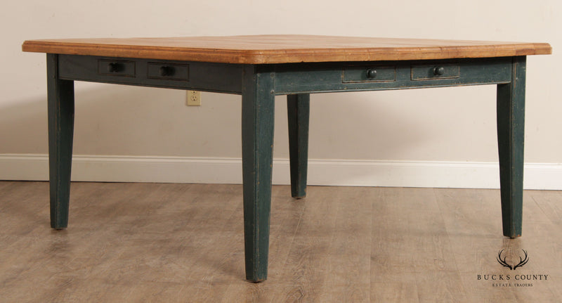 Farmhouse Style Custom Crafted Pine Large Square Harvest Table