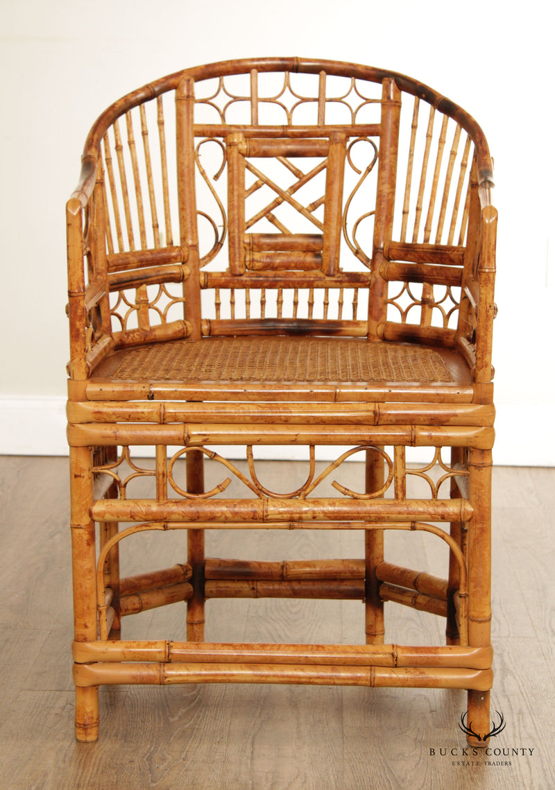 Chinoiserie Style Bamboo Cane Seat Armchair