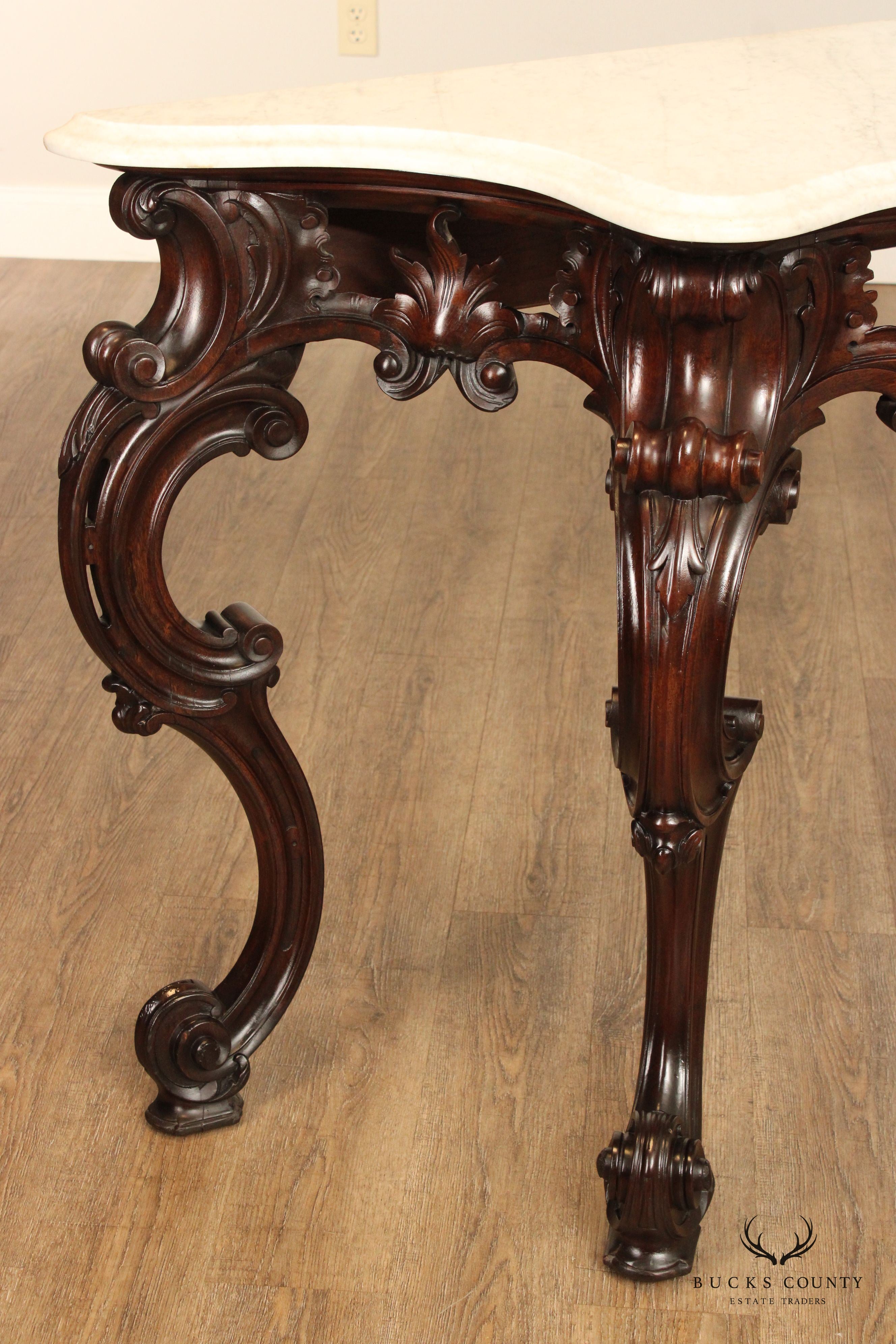 C. Lazarus & Co. Antique Rococo Style Marble Top Console Table