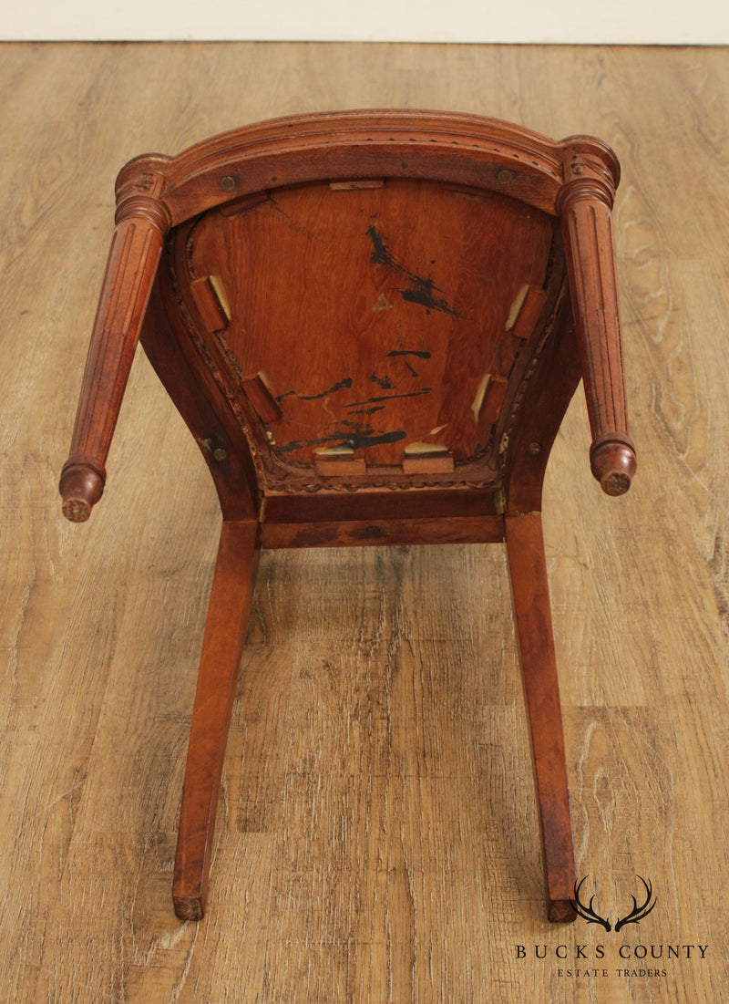 Antique Edwardian Period Pair Carved Walnut Side Chairs