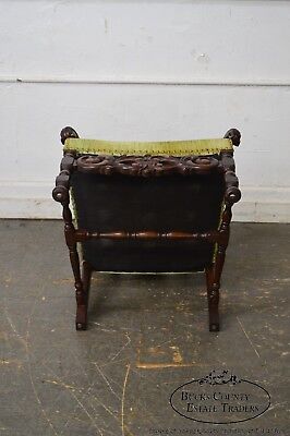 1920s Jacobean Style Solid Mahogany Carved Arm Chair (possibly Kittinger)