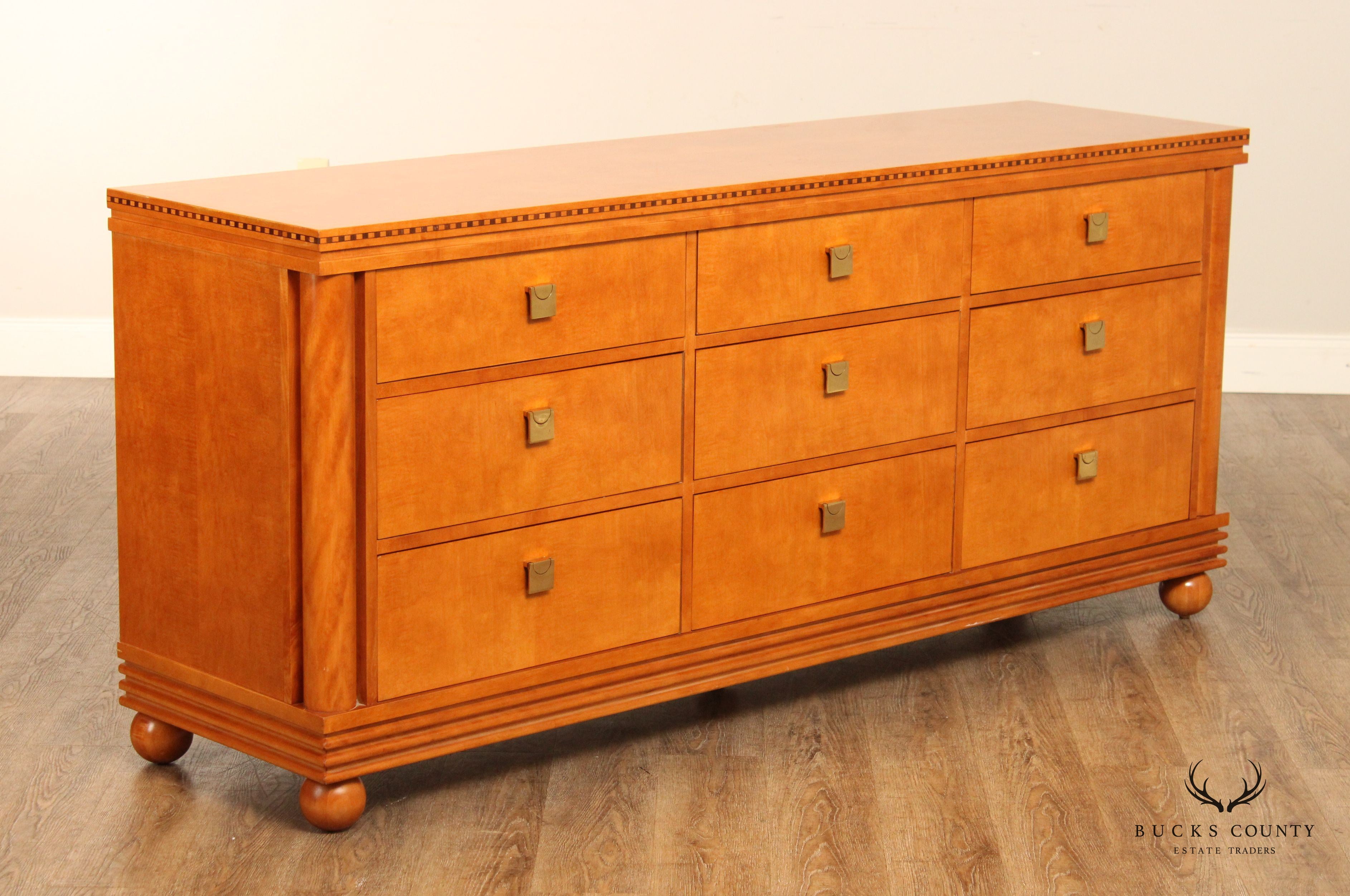 Hickory White 'Genesis' Collection Biedermeier Style Inlaid Satinwood Triple Dresser