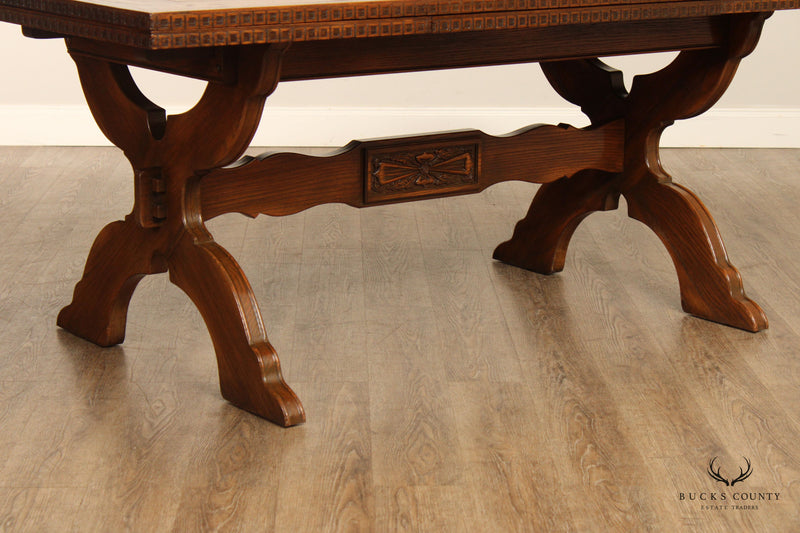 Romweber Viking Oak Draw-Leaf Trestle Dining Table