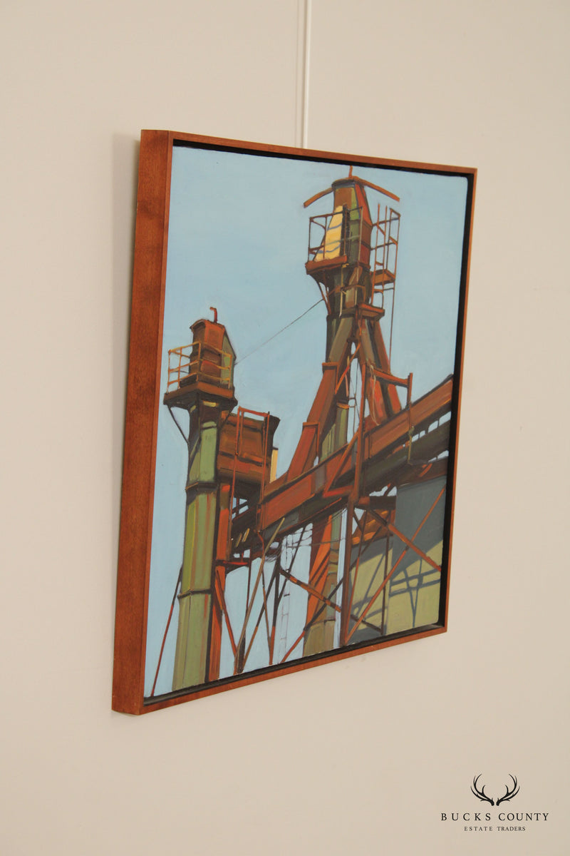 Contemporary Industrial 'Conjunction' Original Oil Painting by Hale Allen