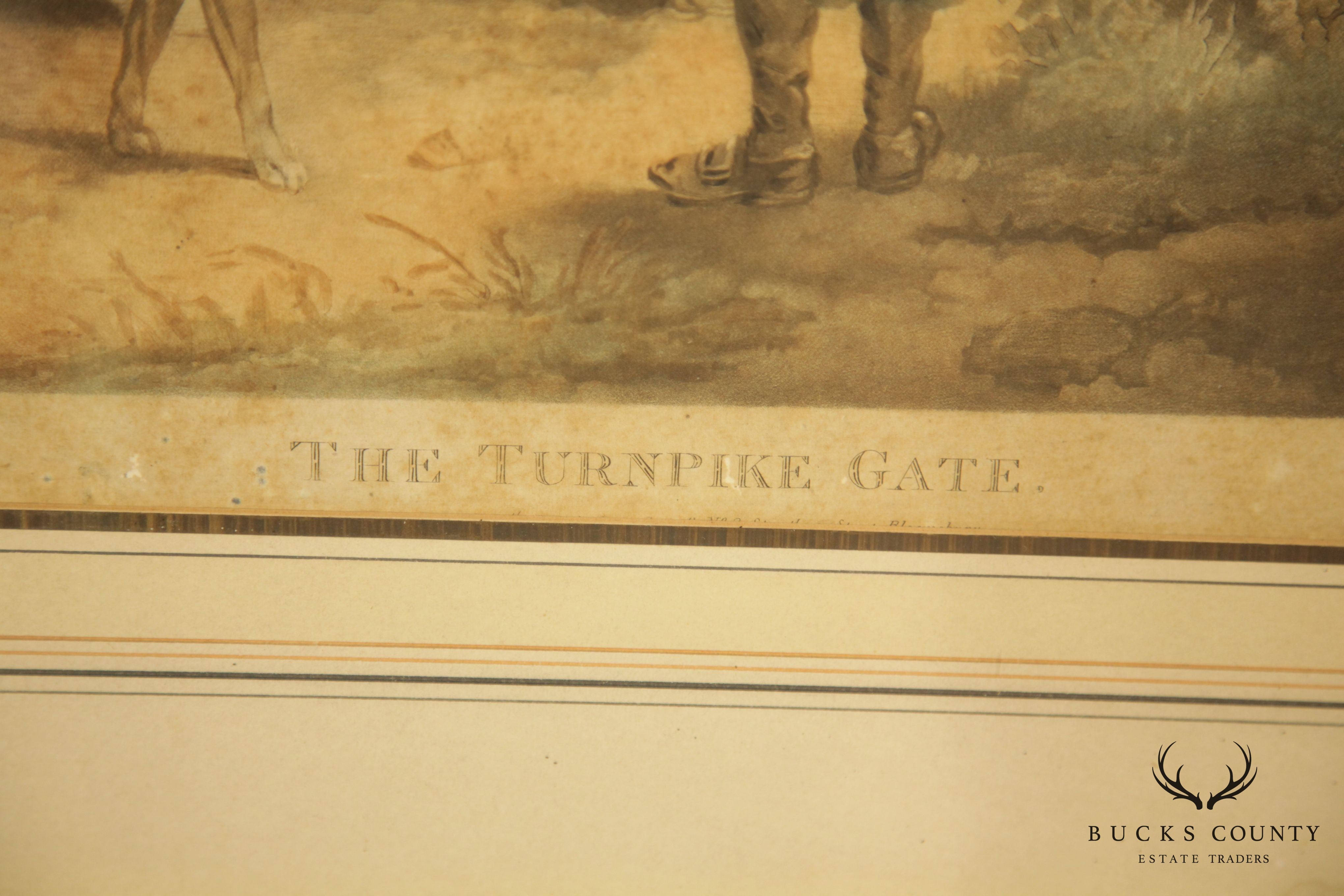 "The Turnpike Gate" After George Morland Framed Mezzotint Printed in Color and Hand-Colored