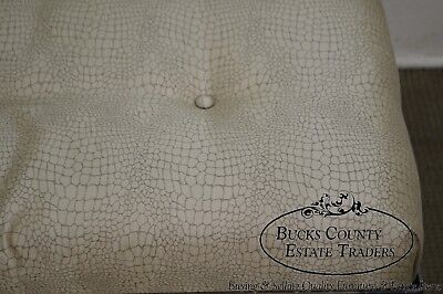 Custom Wrought Iron Large Square Tufted Upholstered Ottoman