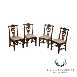 Chippendale Style Quality Set 4 Carved Solid Mahogany Dining Chairs