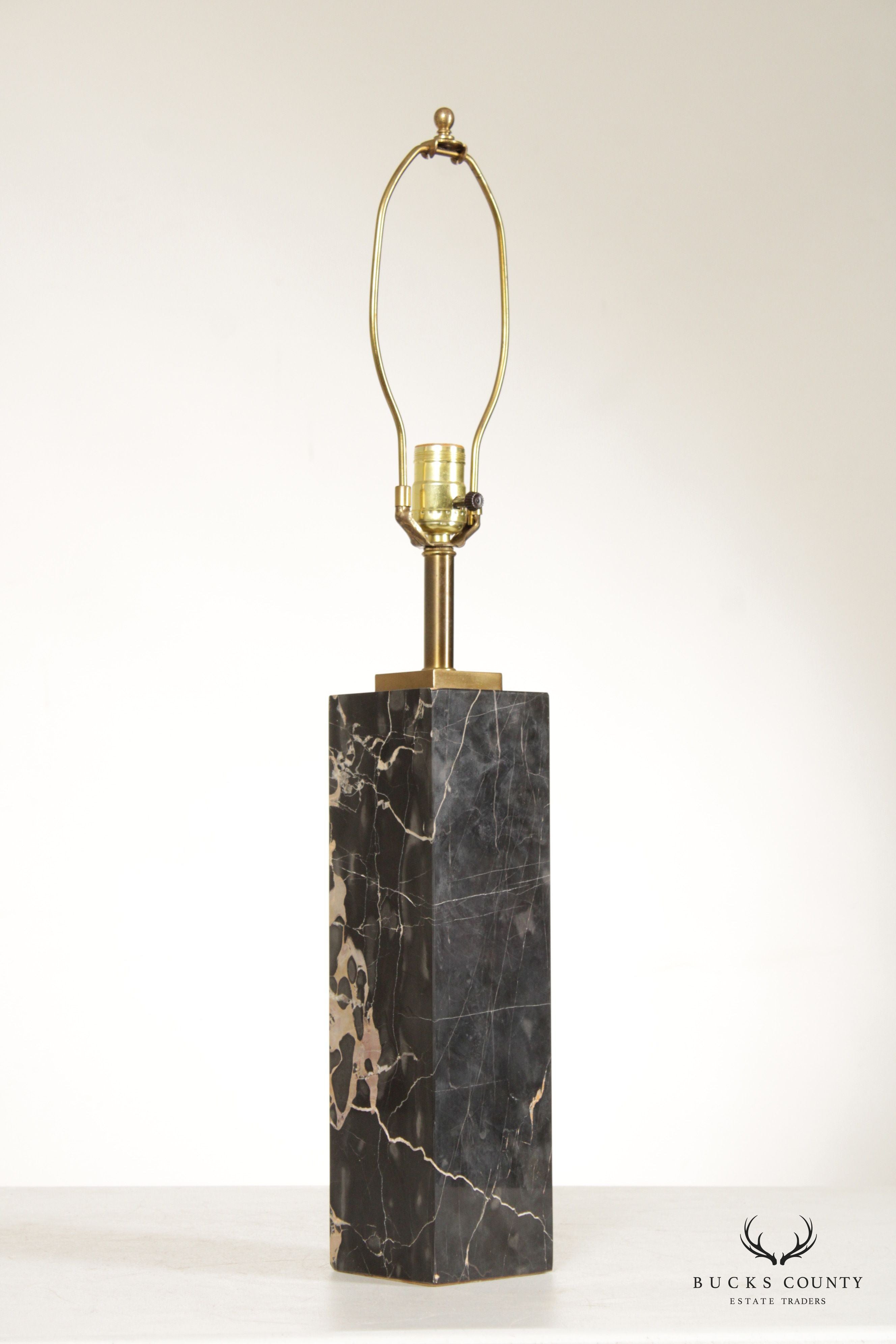 Robsjohn Gibbings Mid Century Modern Black Marble Table Lamp