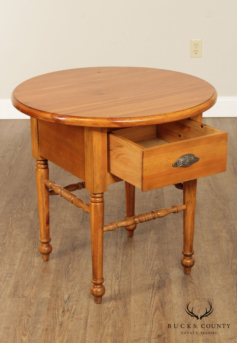 Eddy West Round Pine One Drawer Side Table