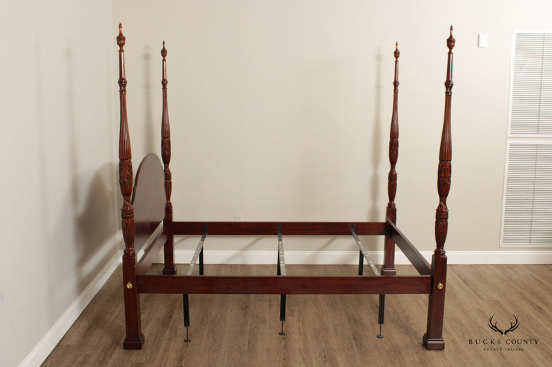 Henkel Harris Queen Four Poster Mahogany Rice Carved Bed