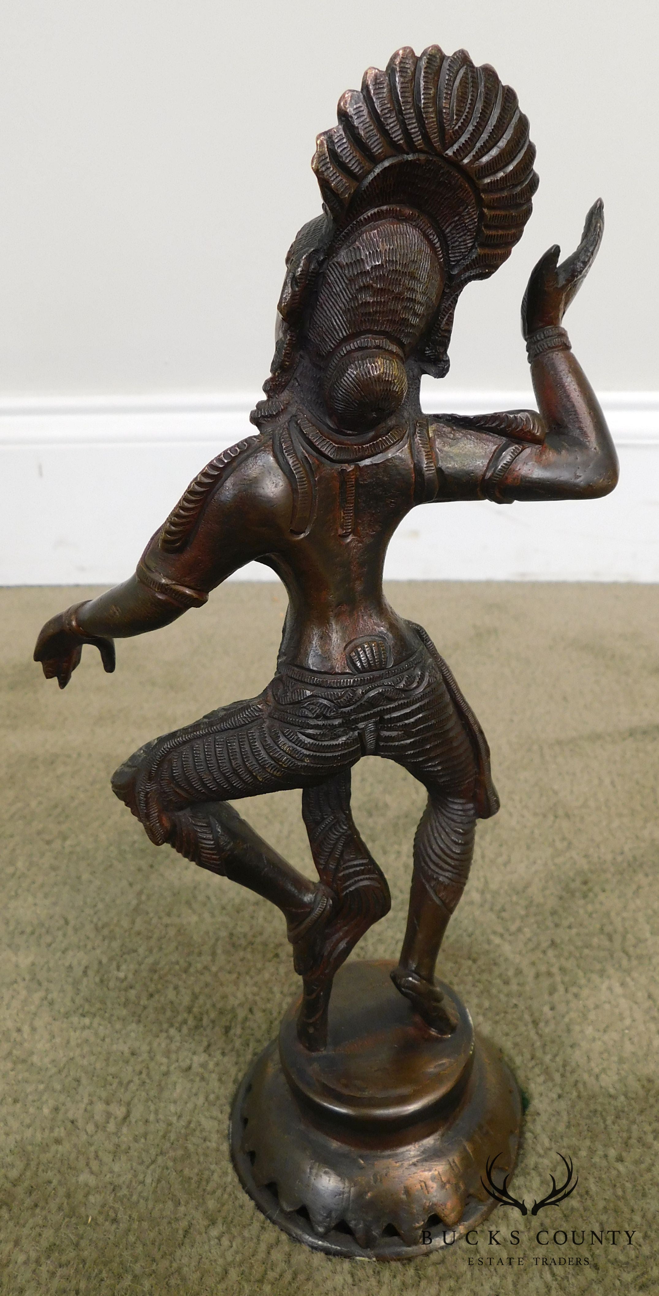 Dancing Parvati Cast Brass Figure Sculpture Standing on Lotus Blossom