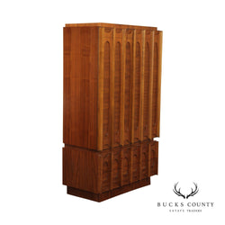 Tobago Mid Century Modern Brutalist Sculpted Walnut Armoire