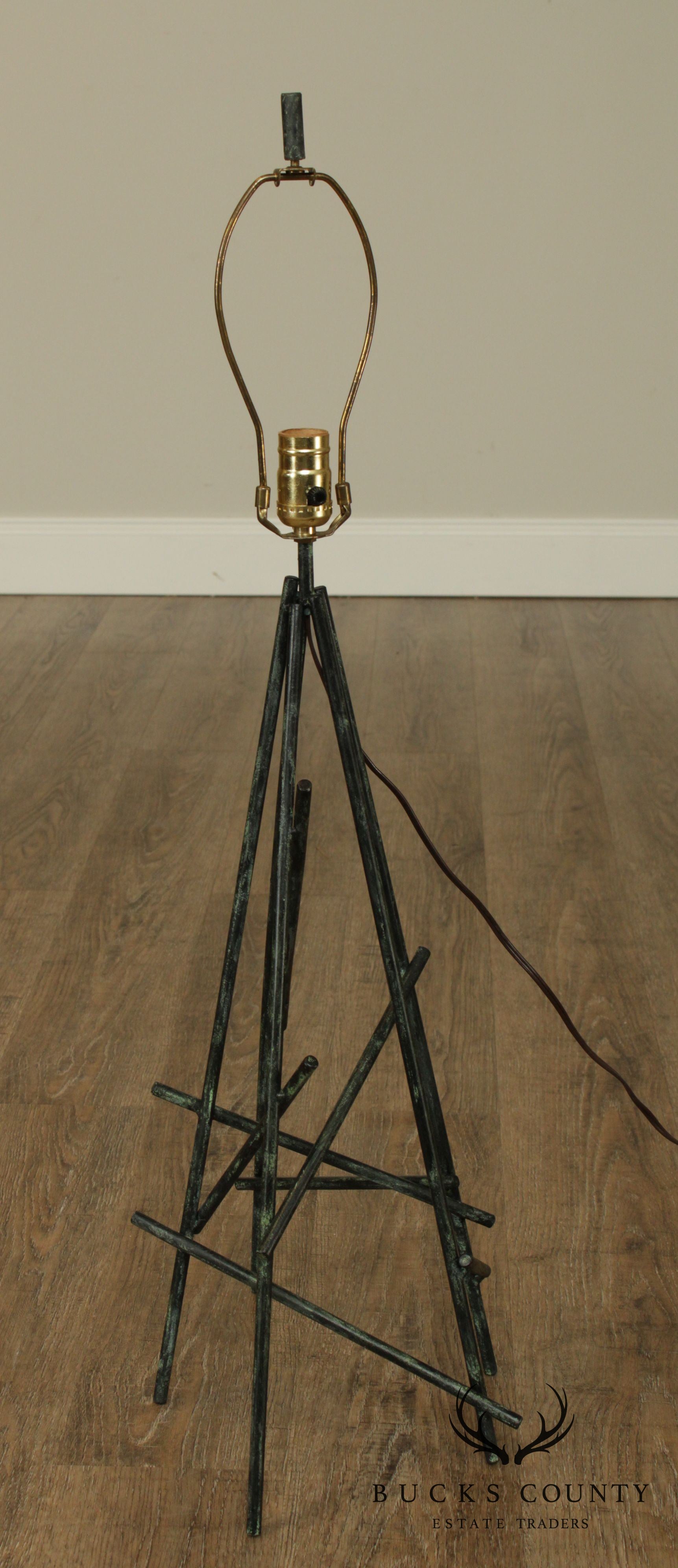 Bronzed Metal Rod Eiffel Tower Style Table Lamp