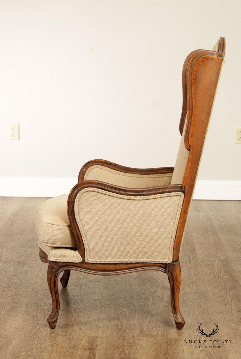 French Louis XV Style Wingback Bergere Armchair