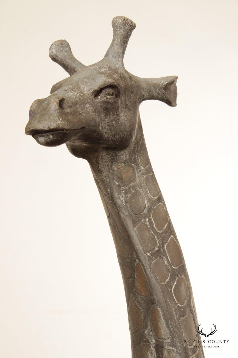 Patinated Bronze Vintage 5' Giraffe Sculpture