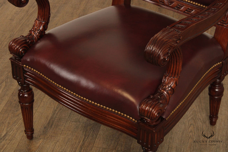 Hancock & Moore Regency Style Burgundy Leather Arm Chair