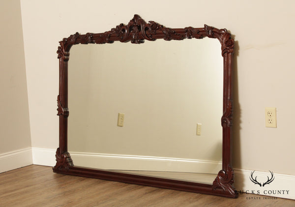 Solid Mahogany Carved Rose, Vine Carved Large Wall Mirror